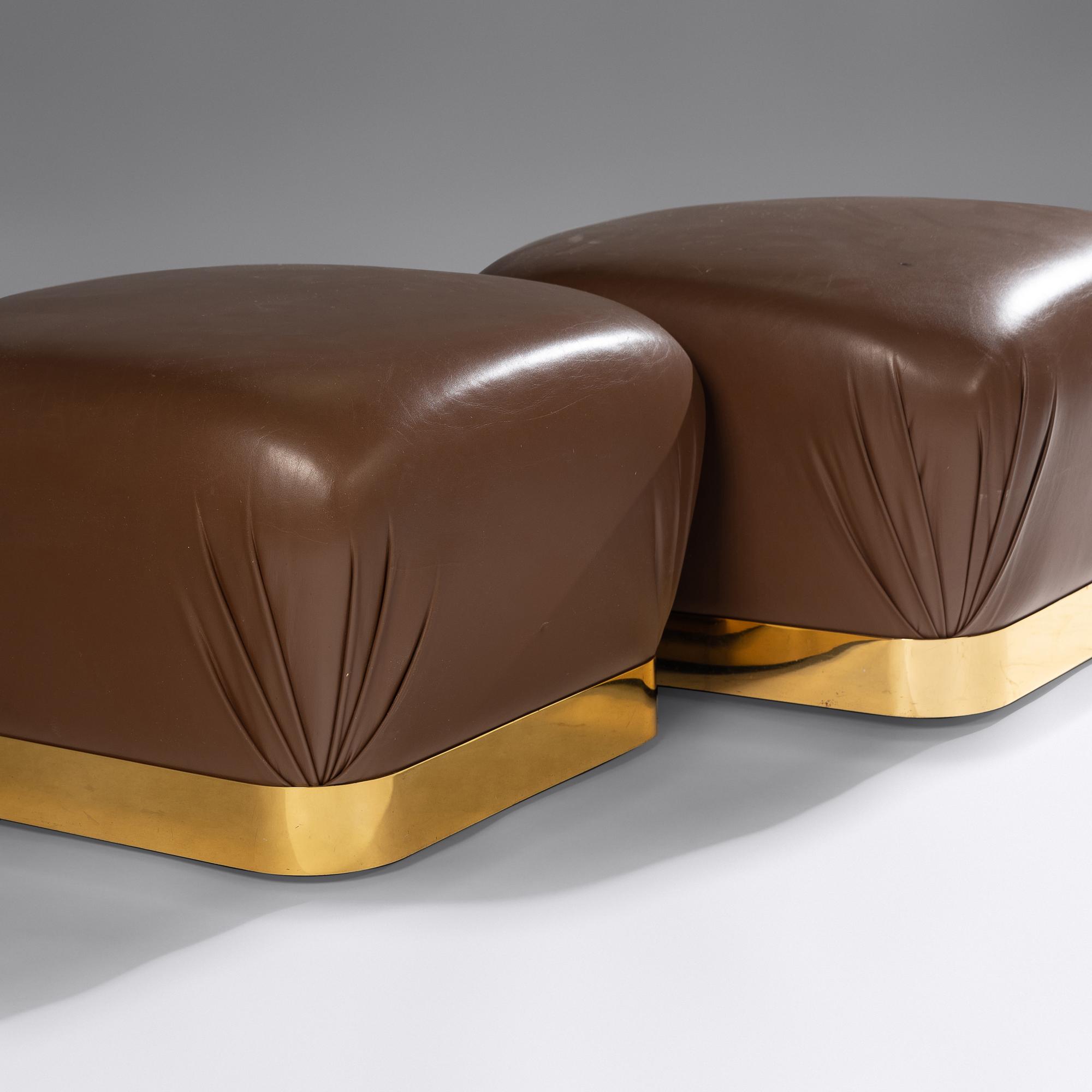 Pair of Soufflé Ottomans Karl Springer Ltd., USA
