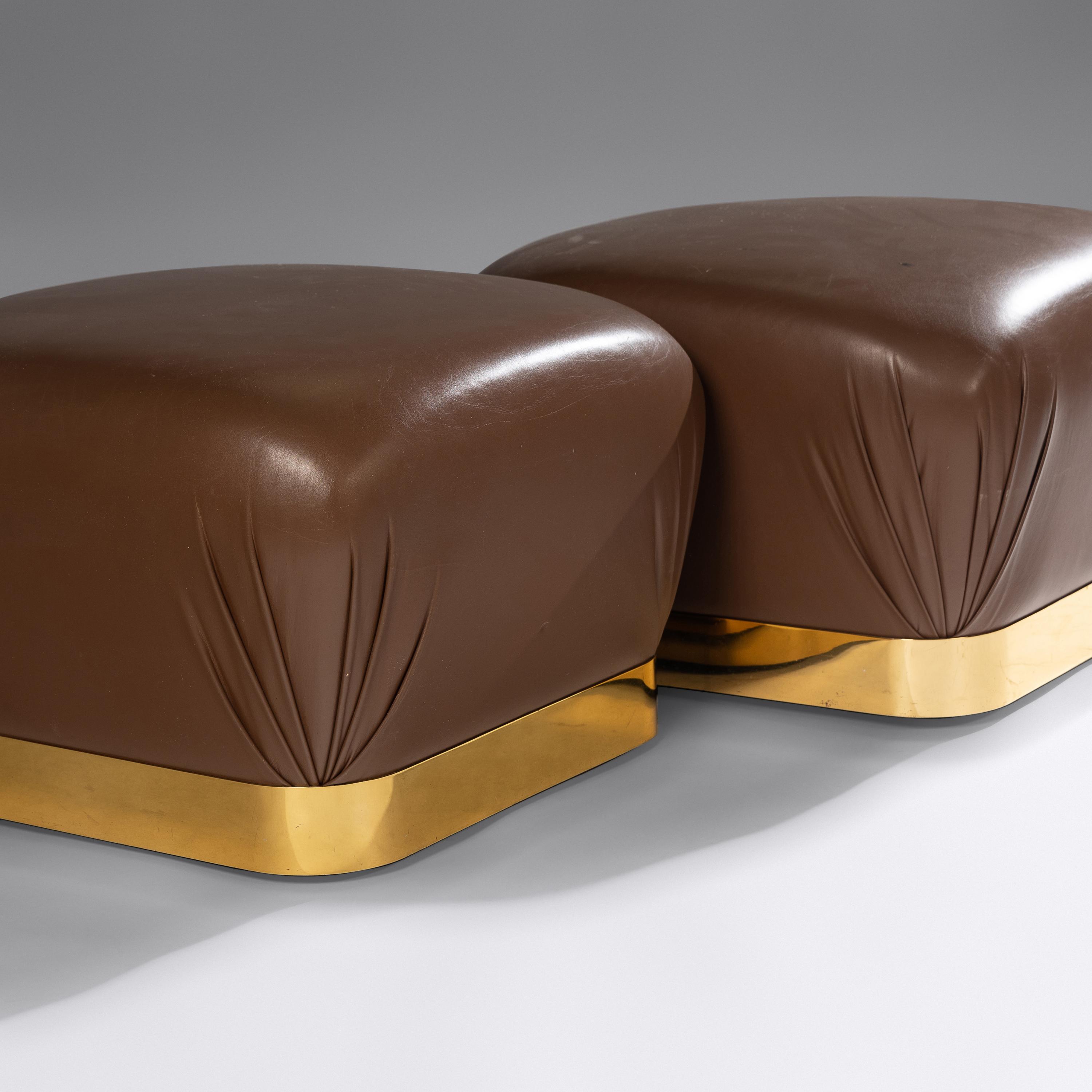 Pair of Soufflé Ottomans Karl Springer Ltd., USA