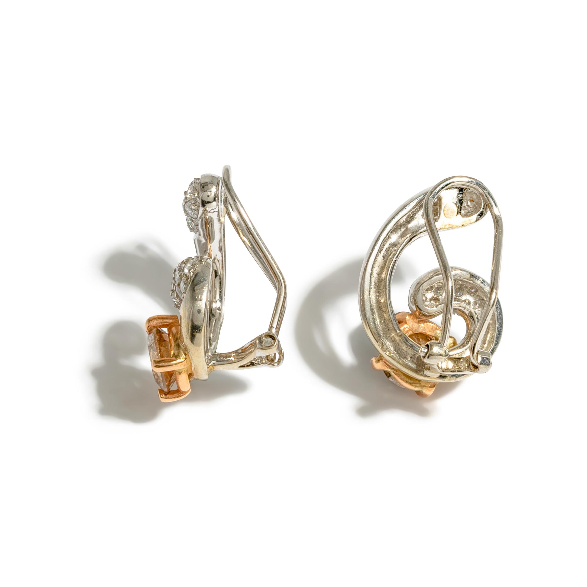 COLORED DIAMOND, DIAMOND, AND BICOLOR GOLD RING AND EARRINGS