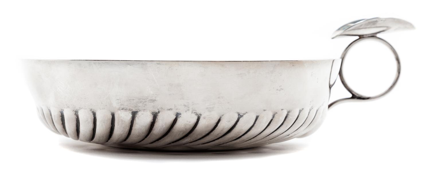 A French Silver-plate Cigar Ash Receiver Width over handle 7 1/8 inches.
