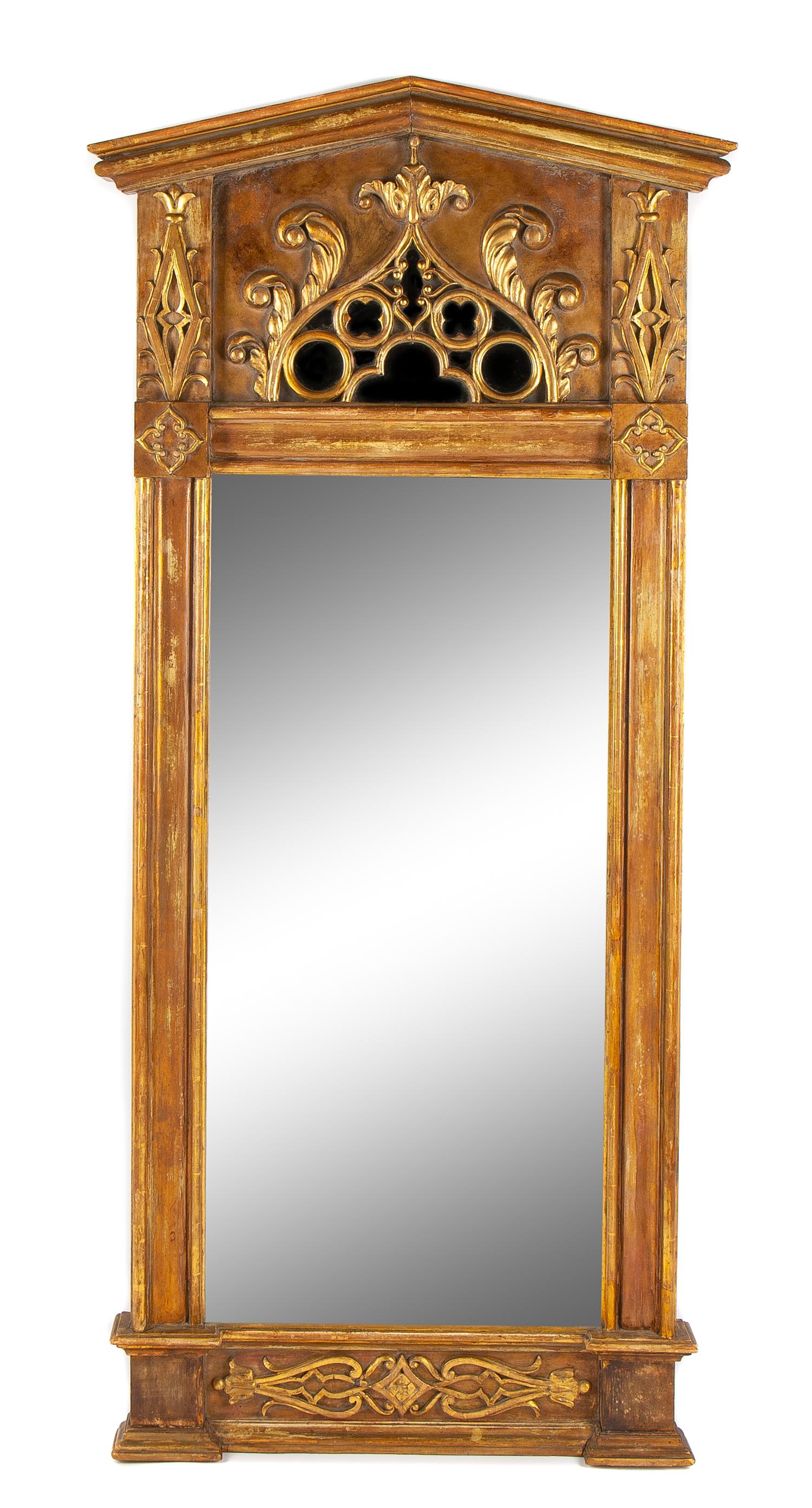 A Swedish Neoclassical Parcel Gilt Pier Mirror Height 76 x width 35 inches. — 19TH CENTURY
