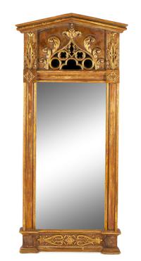 A Swedish Neoclassical Parcel Gilt Pier Mirror Height 76 x width 35 inches. — 19TH CENTURY