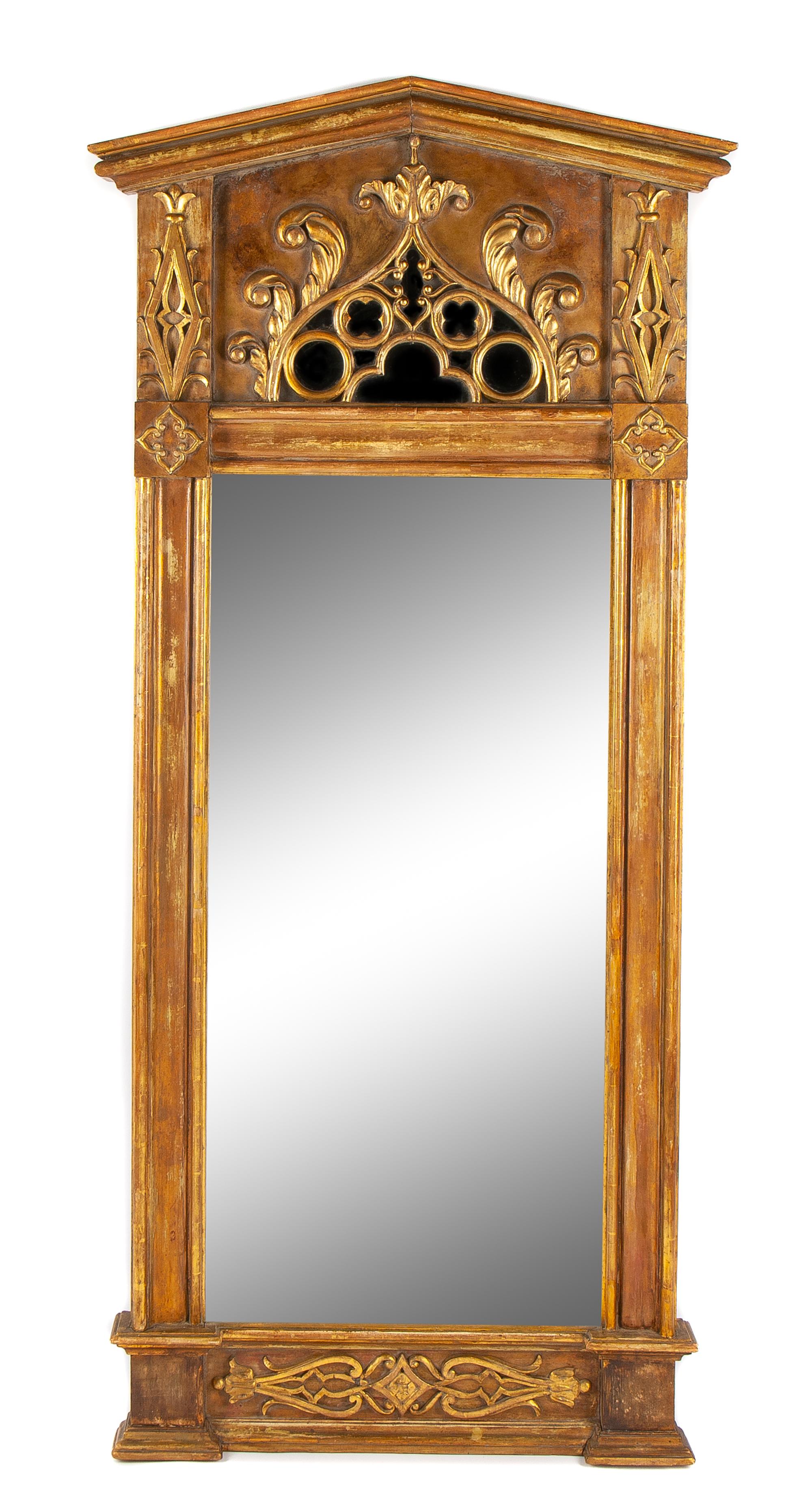 A Swedish Neoclassical Parcel Gilt Pier Mirror Height 76 x width 35 inches. — 19TH CENTURY