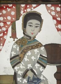 A Pair of Chinese Reverse Paintings on Mirrored Glass