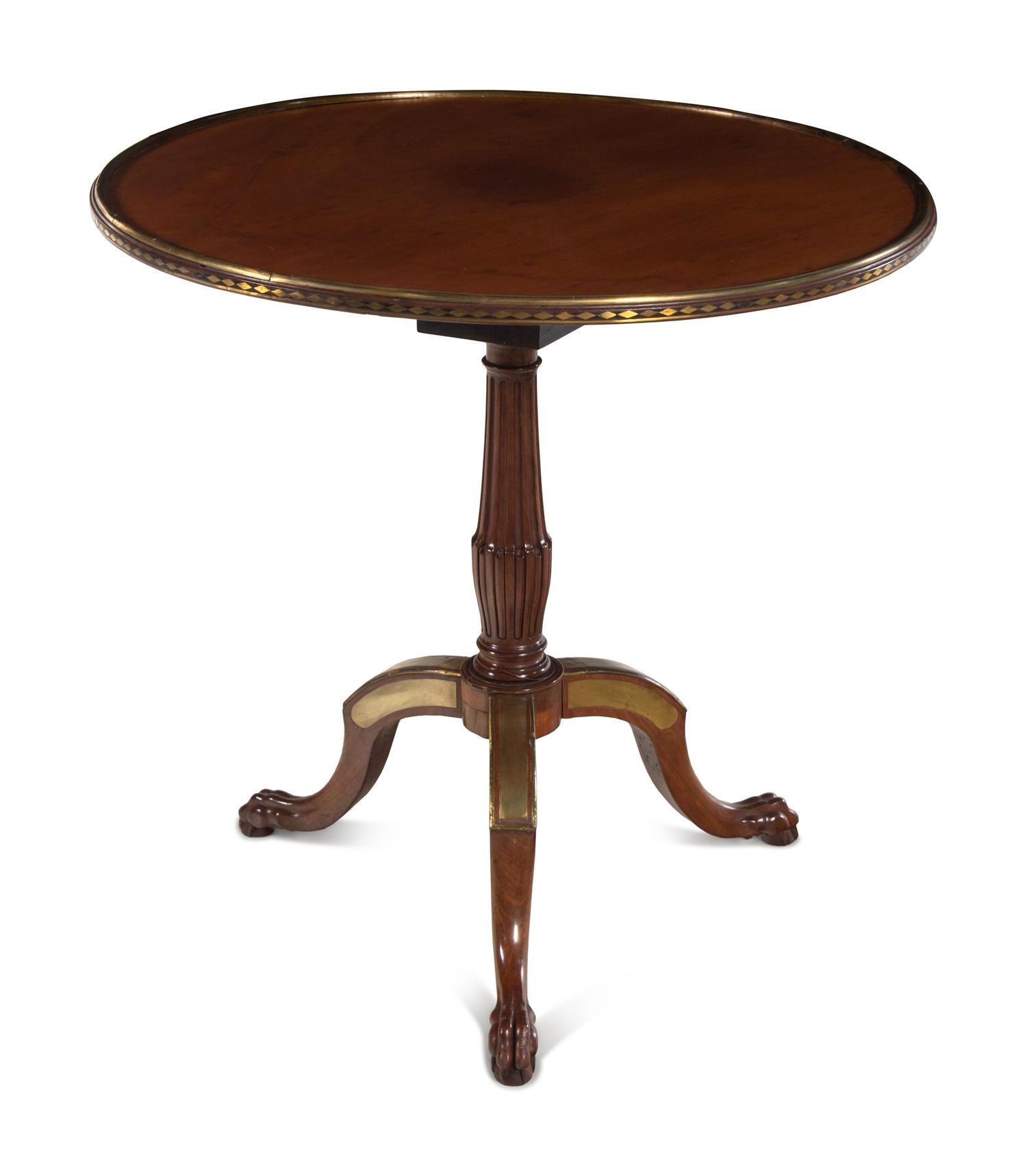 A Northern European Brass Inlaid Mahogany Center Table