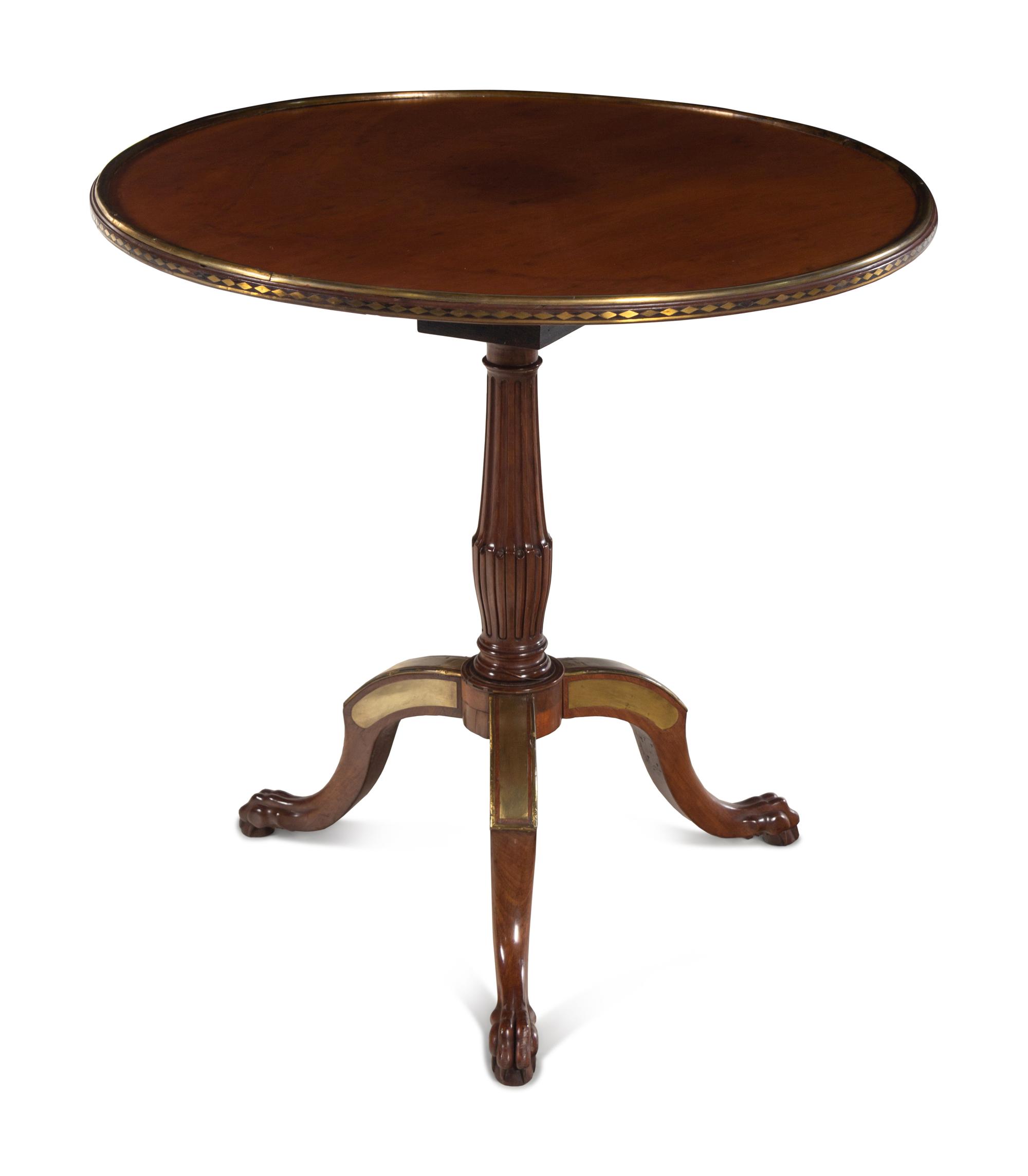 A Northern European Brass Inlaid Mahogany Center Table
