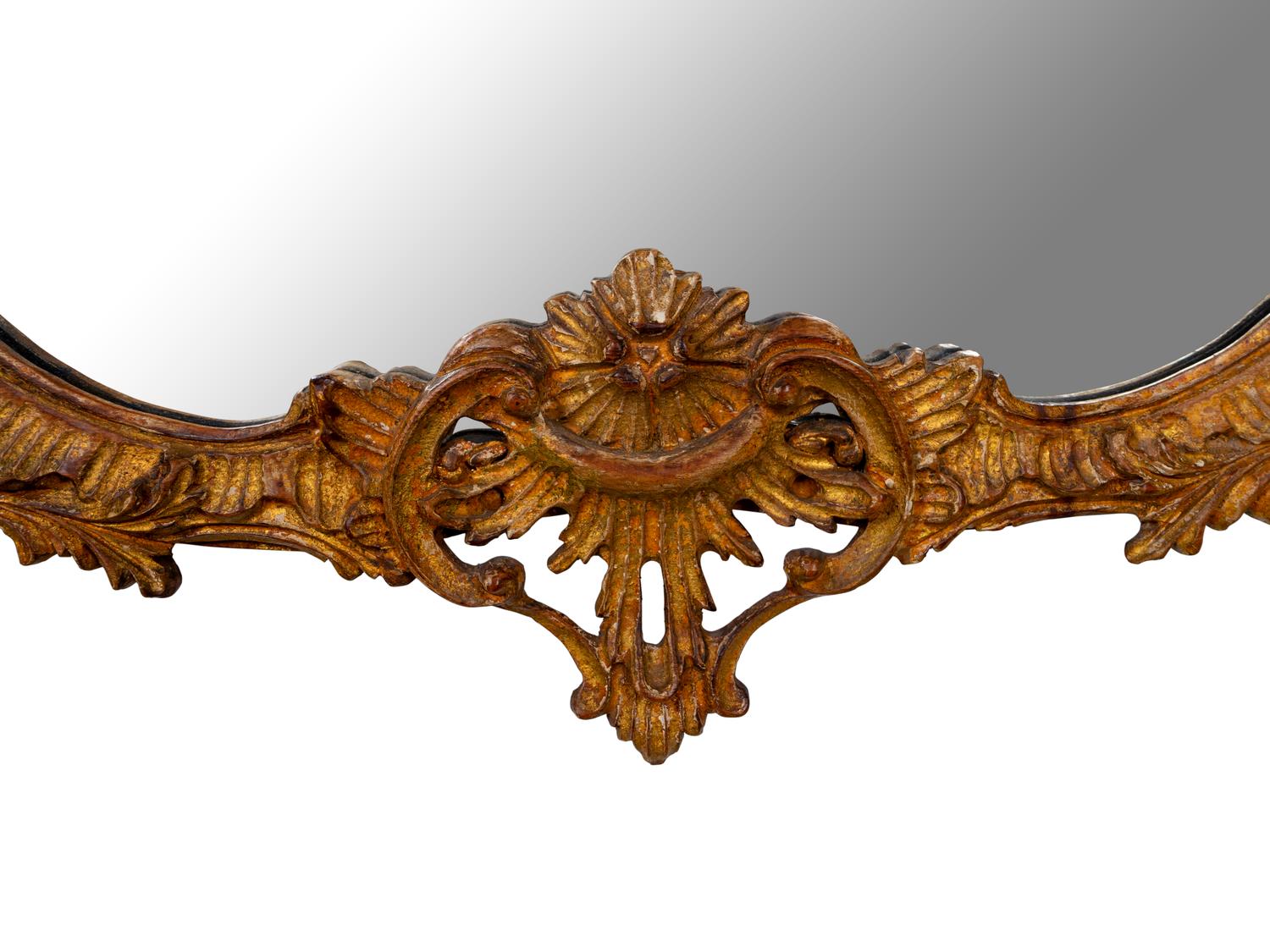A George II Style Carved and Distressed Gilt Wood Mirror — 19TH CENTURY