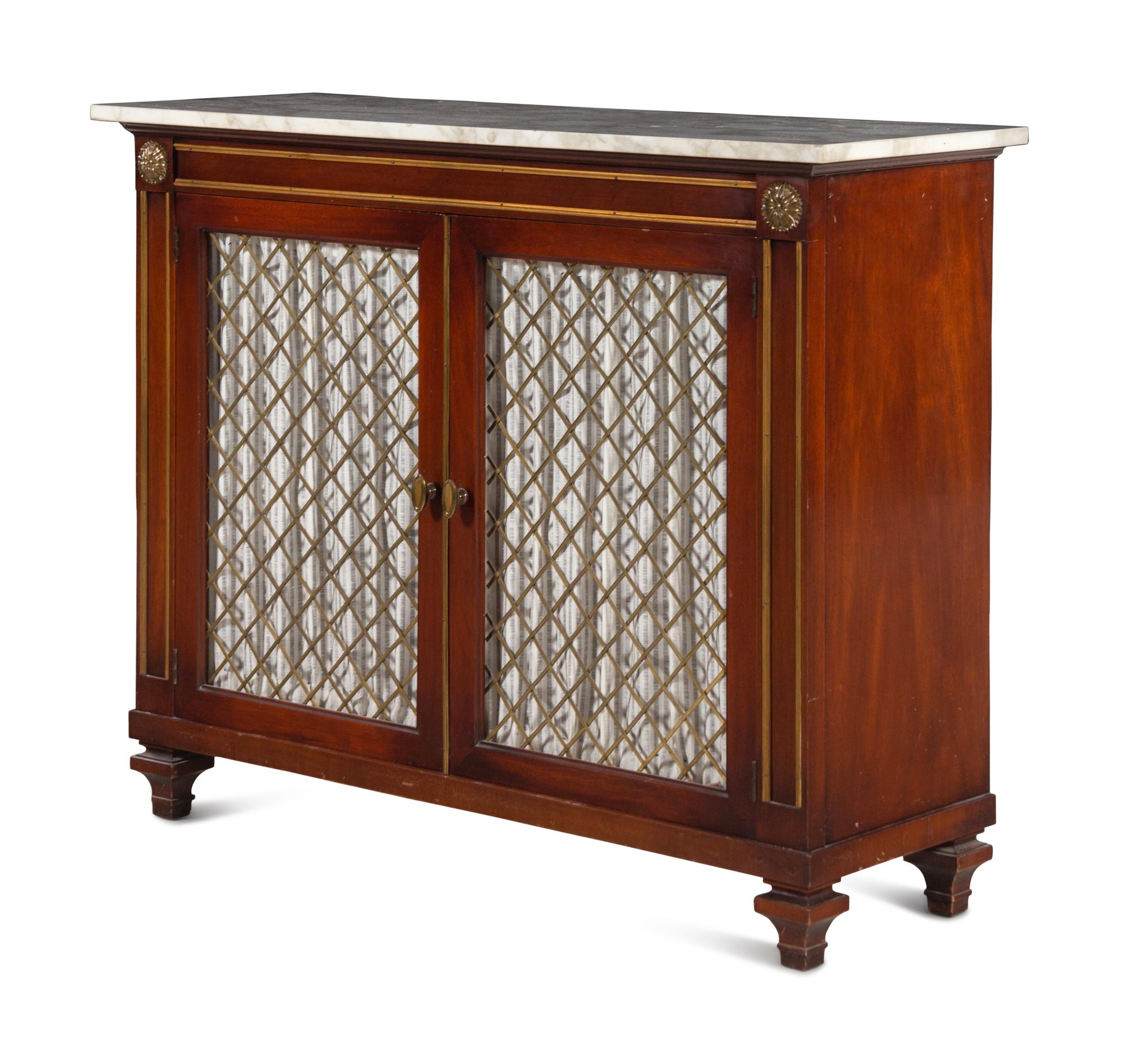 A Regency Style Mahogany Marble-Top Chiffonier