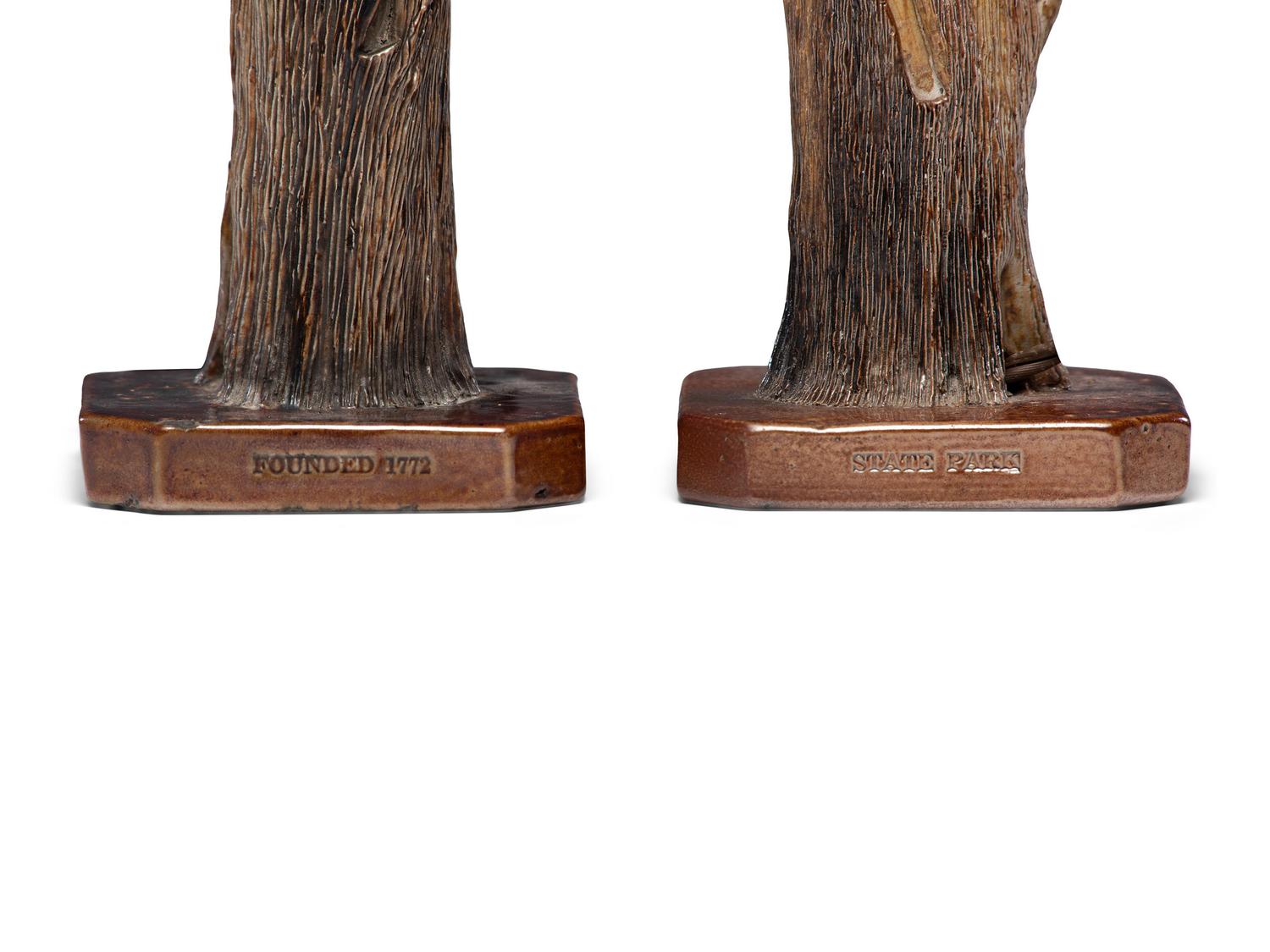 A Pair of G. W. Moore Glazed Sewer Tile Souvenir Lamp Bases
