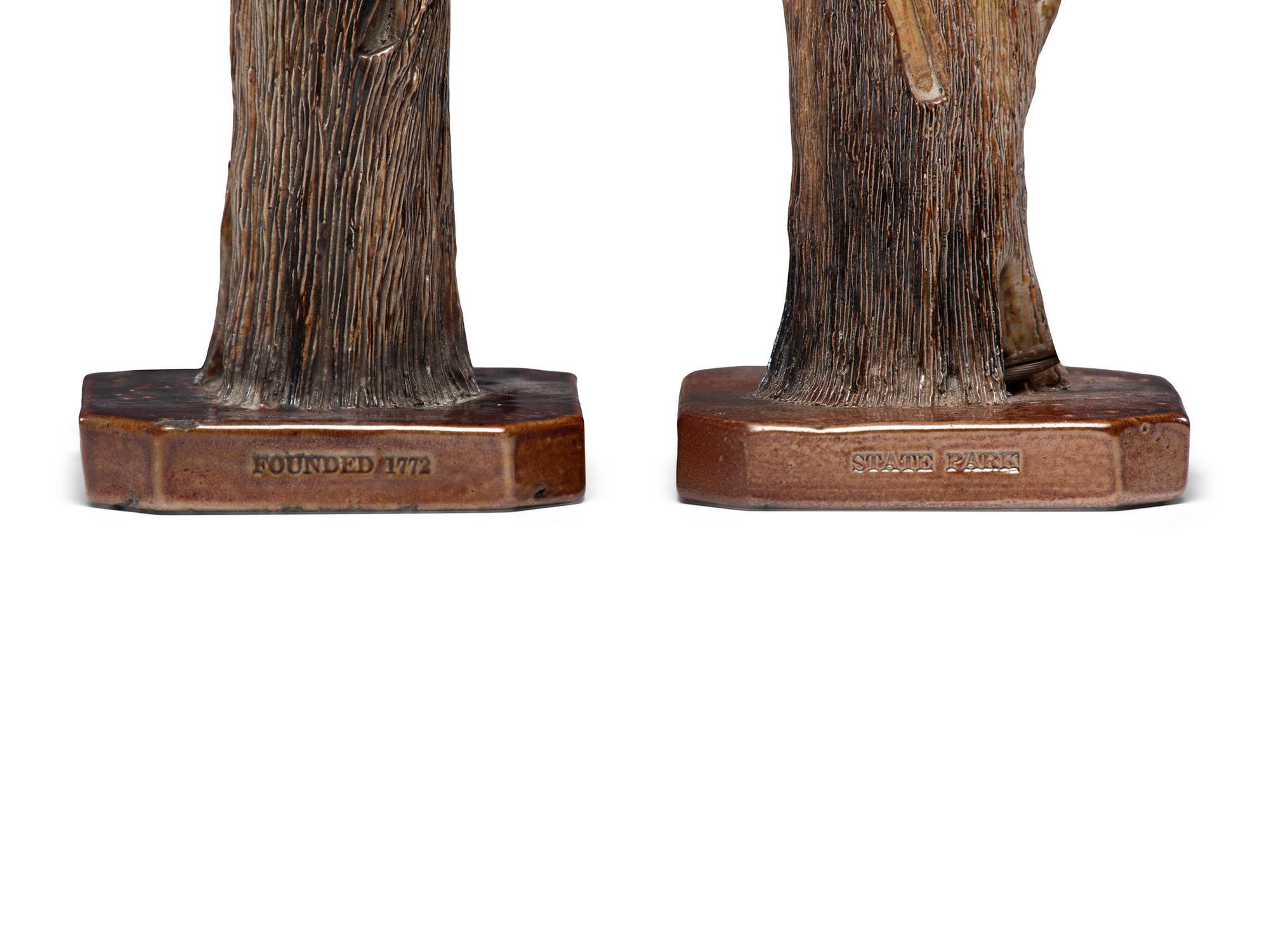 A Pair of G. W. Moore Glazed Sewer Tile Souvenir Lamp Bases