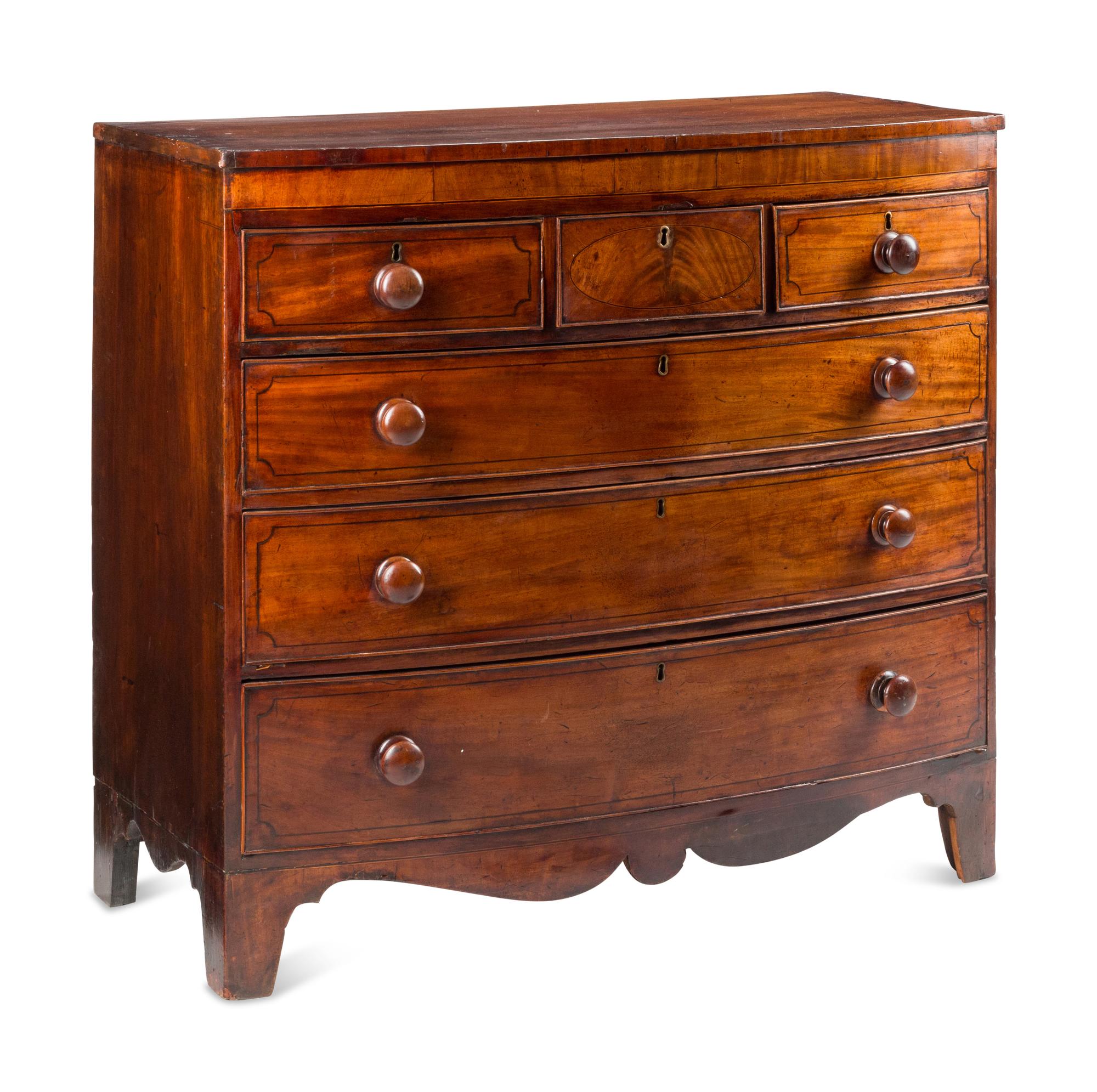 A George III Mahogany Bowfront Chest of Drawers