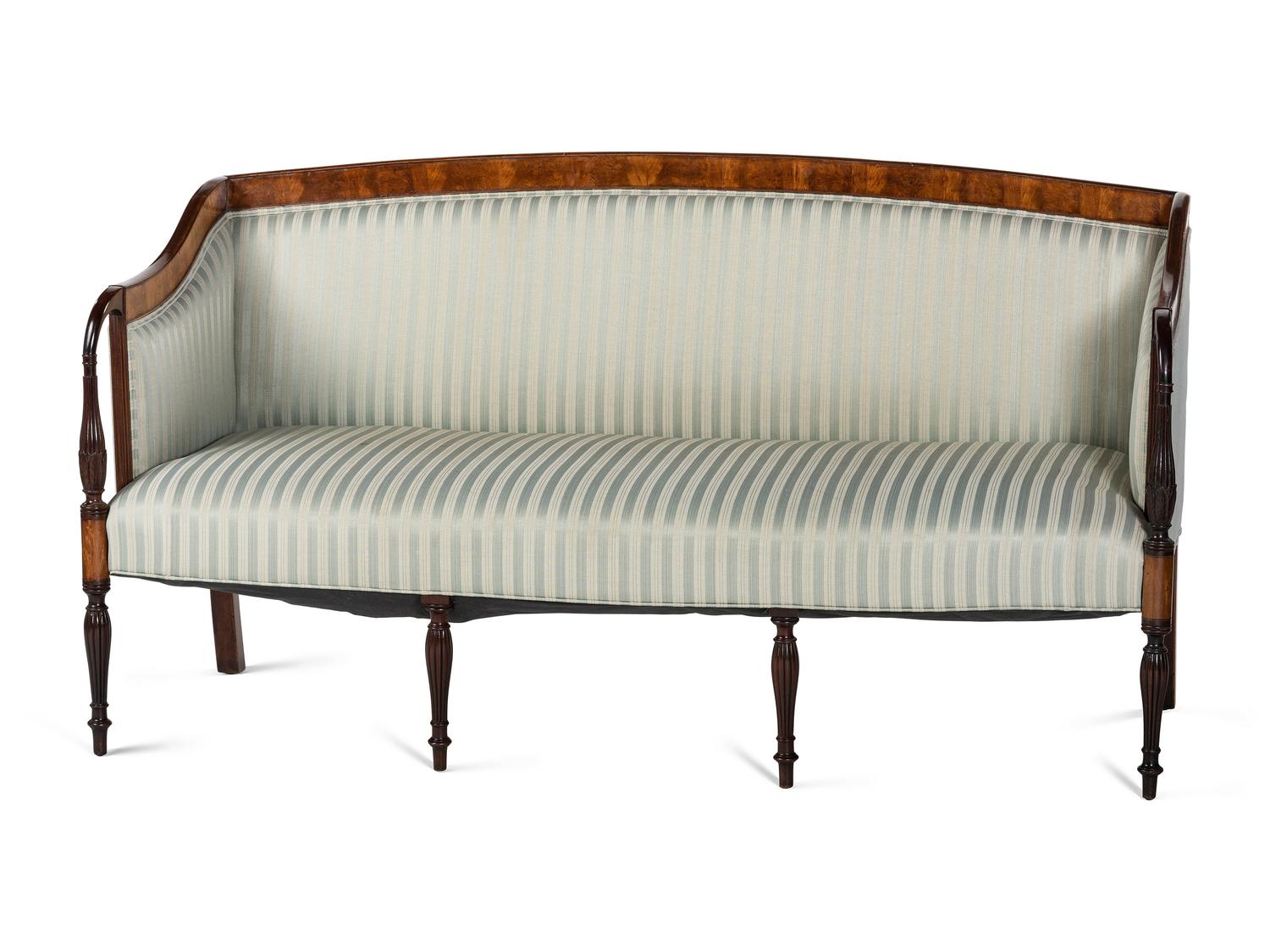 A Late Federal Carved Mahogany Settee