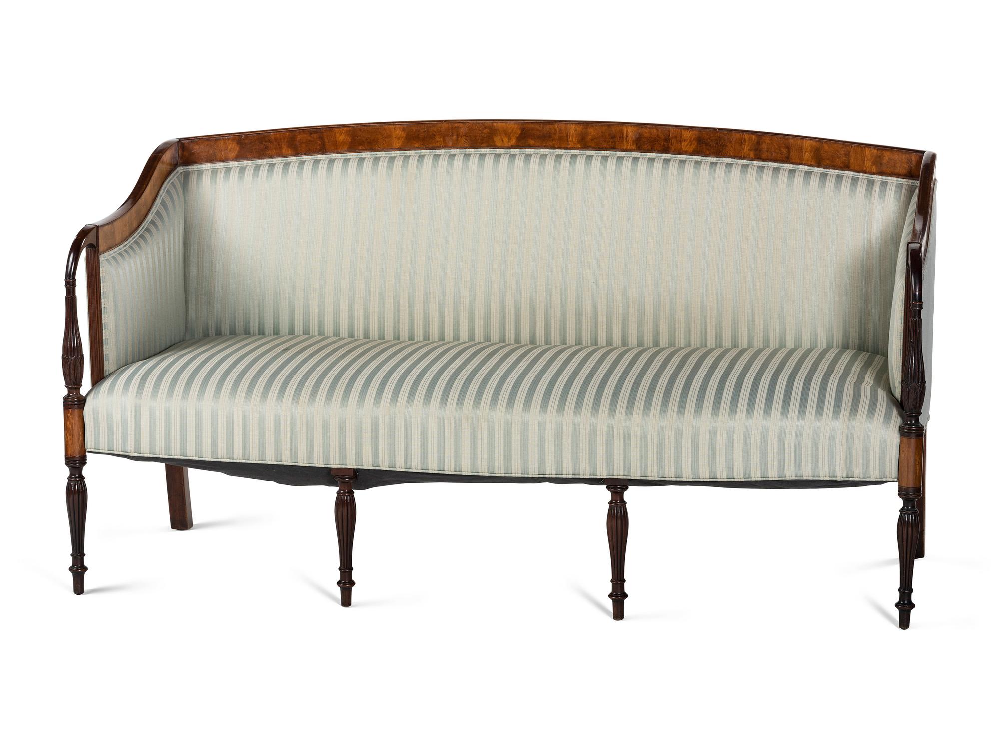 A Late Federal Carved Mahogany Settee