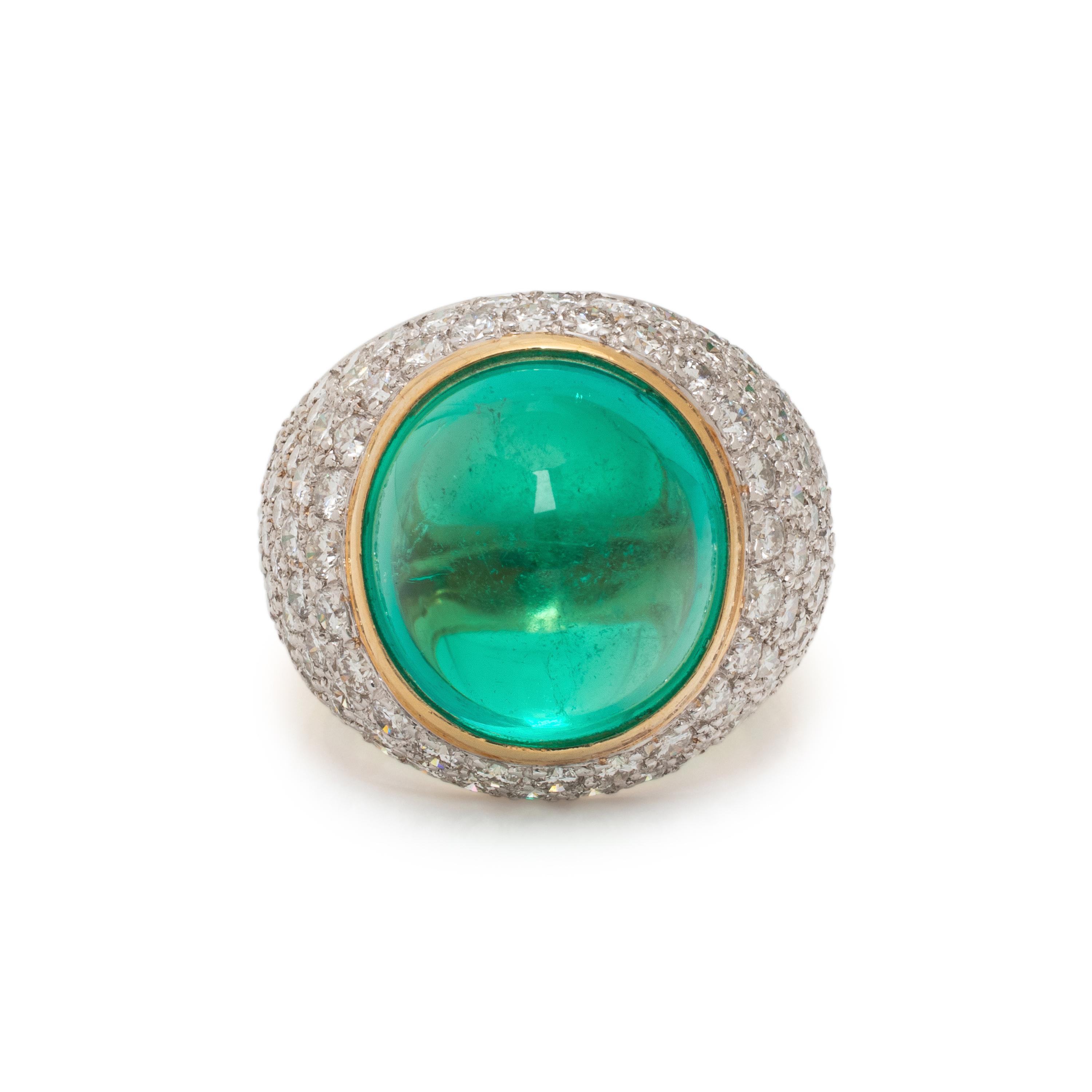 COLOMBIAN EMERALD AND DIAMOND RING
