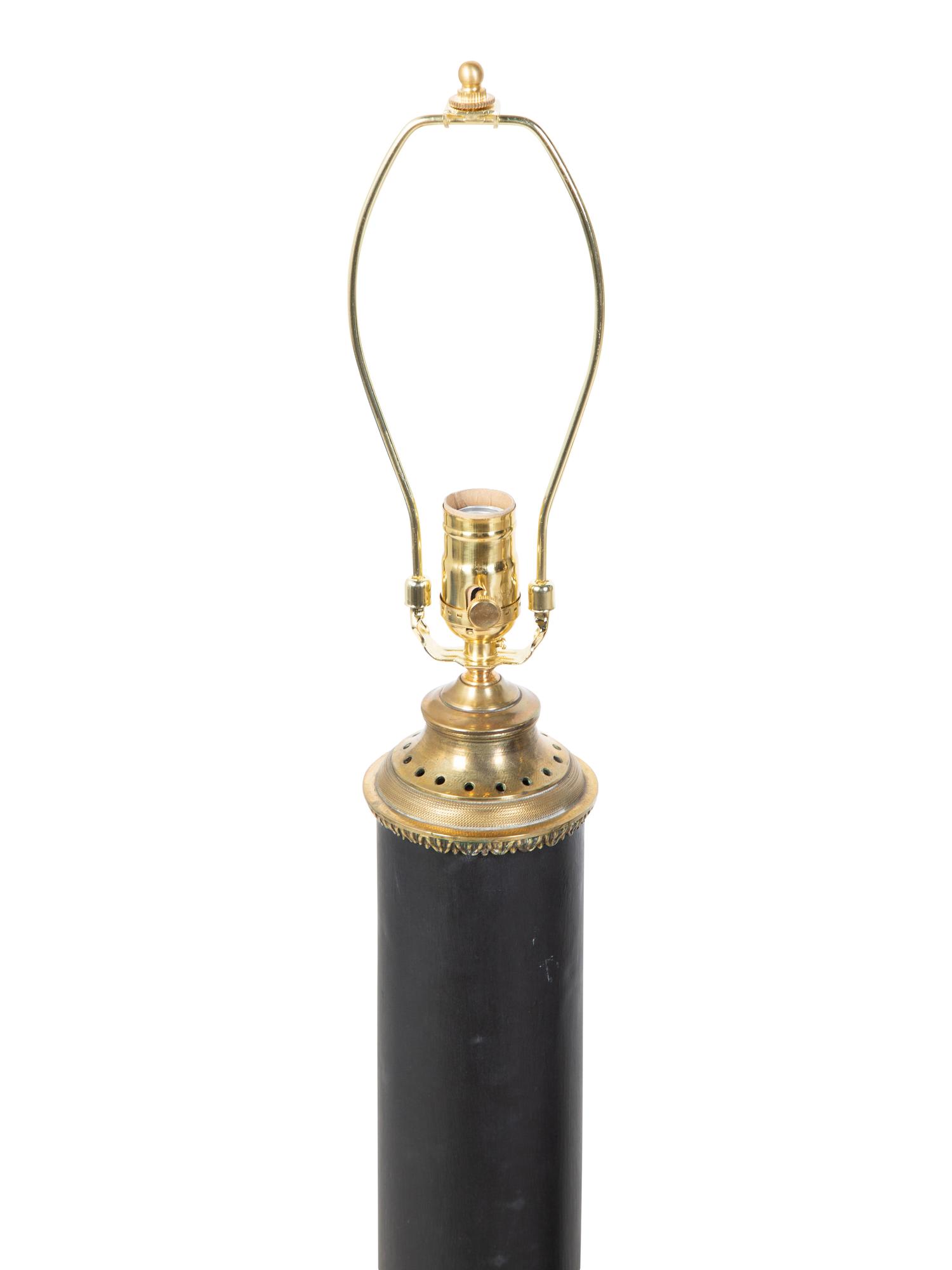 A Pair of French Tole Columnar Lamps — 19TH CENTURY