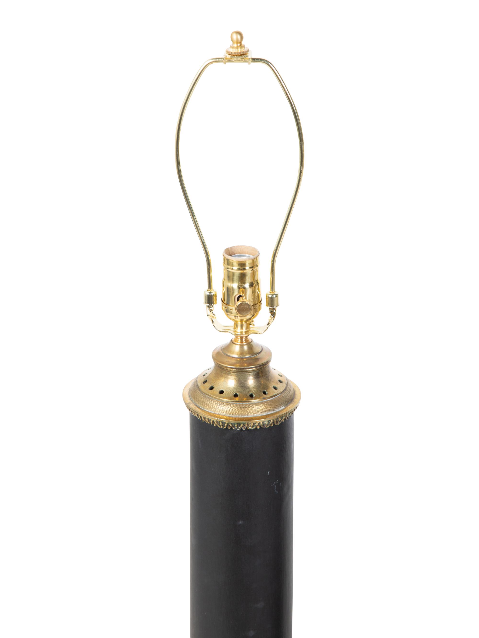 A Pair of French Tole Columnar Lamps — 19TH CENTURY