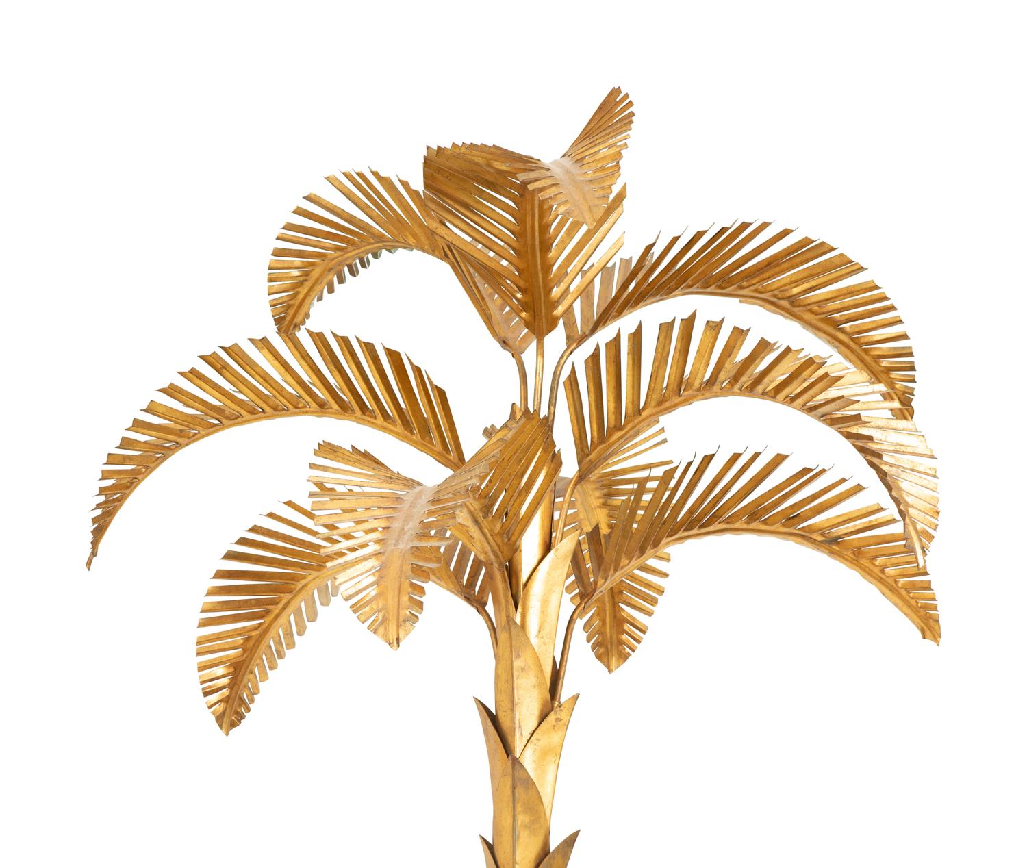 A Pair of Gilt Metal Palm Trees with Unusual Patinated Bronze Bases