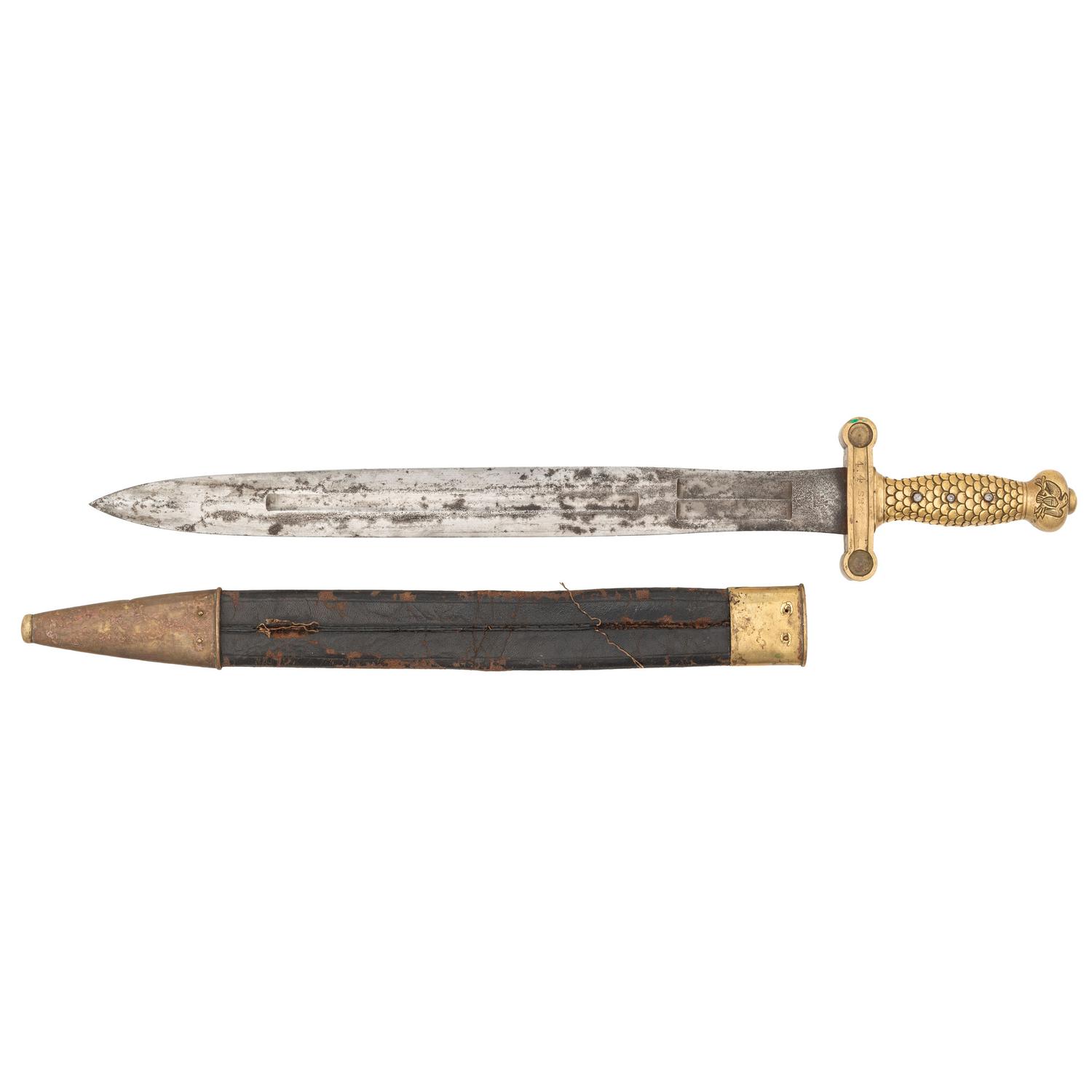 Aged Reproduction US Model 1832 Foot Artillery Sword with Scabbard