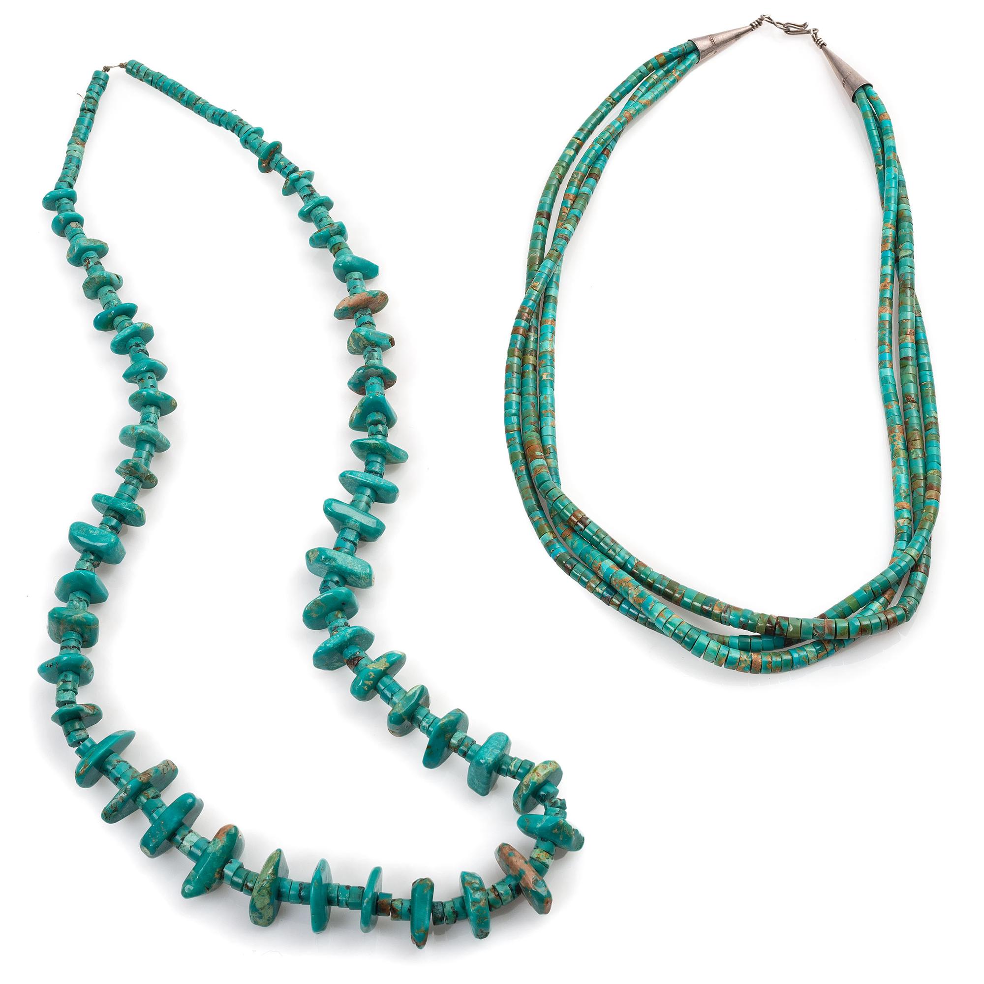 Pair of Pueblo Turquoise Necklaces