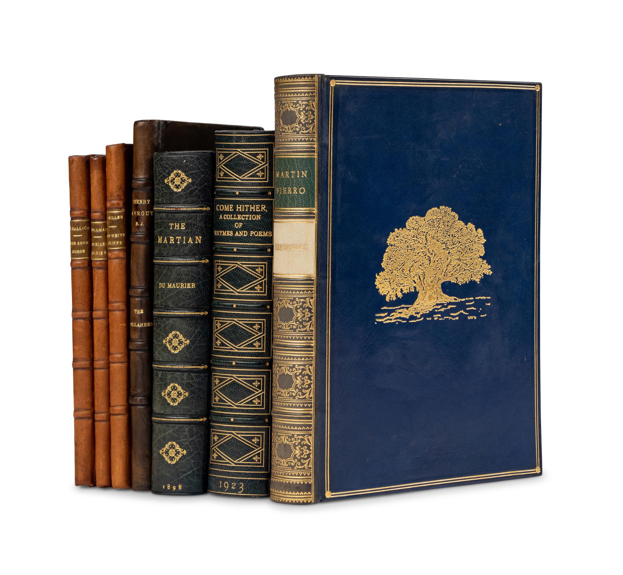 [BINDINGS]. A group of 10 works of 20th-century literature, most in contemporary leather bindings, comprising: