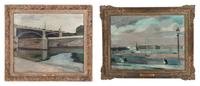 Bridge at Charenton and La Concorde , a pair of paintings Jacques Mauny (French, 1893-1962) and Emile Bouneau (French, 1902-1970)