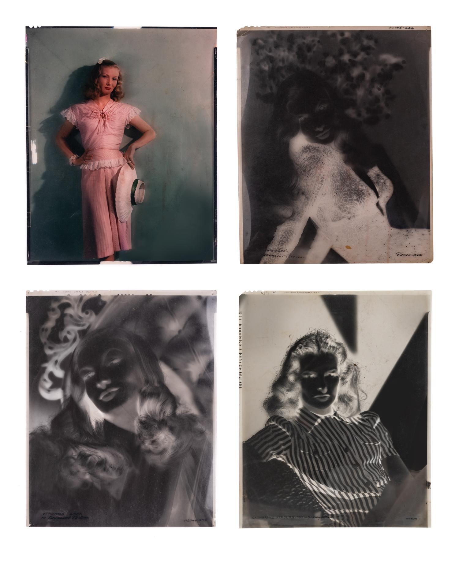 [HOLLYWOOD PHOTOGRAPHY]. A group of 17 photographic portrait negatives and transparencies of Veronica Lake. c. 1940.