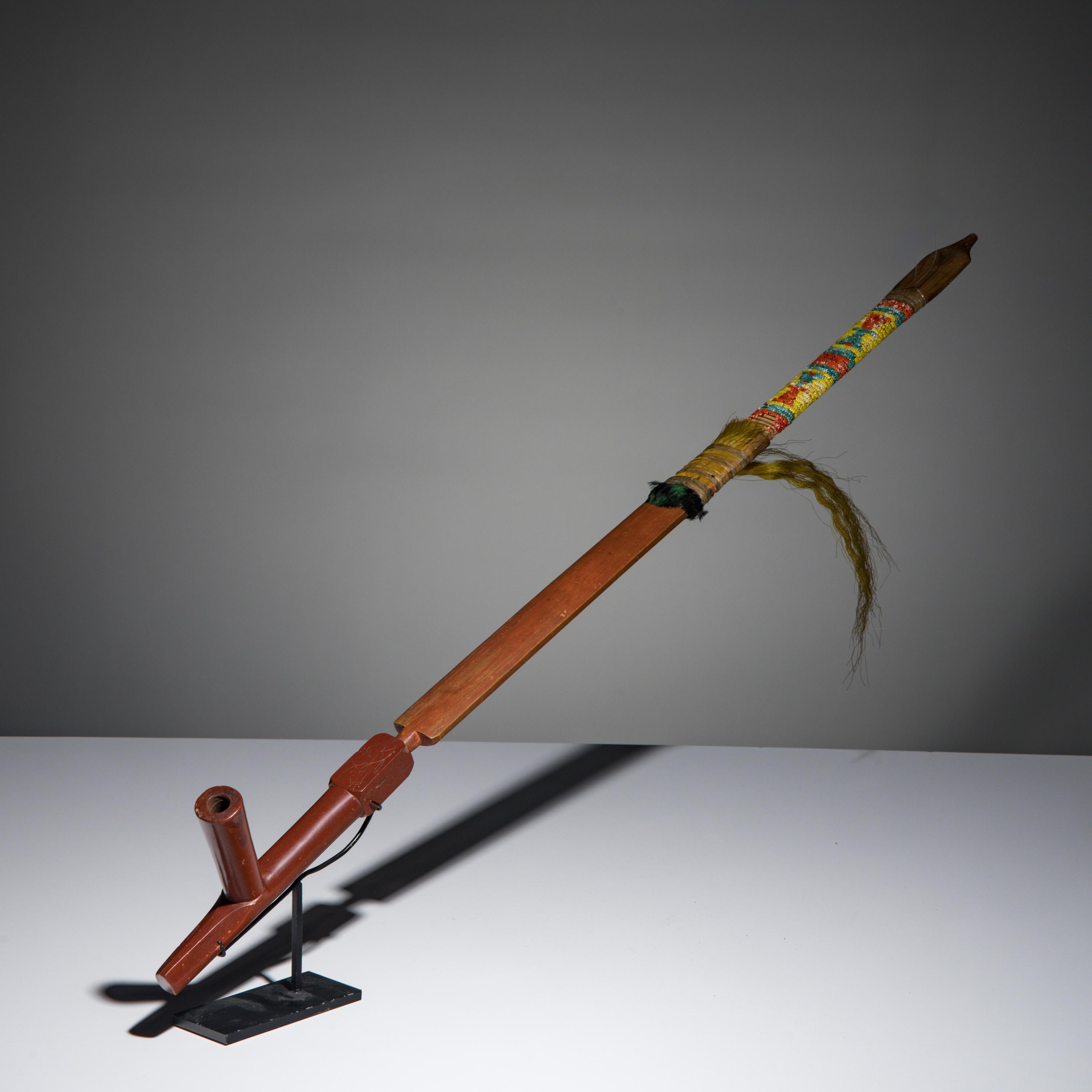 Sioux Quilled Pipe Stem, with Catlinite Bowl