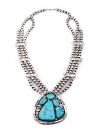 Large Silver and Turquoise Cluster Necklace