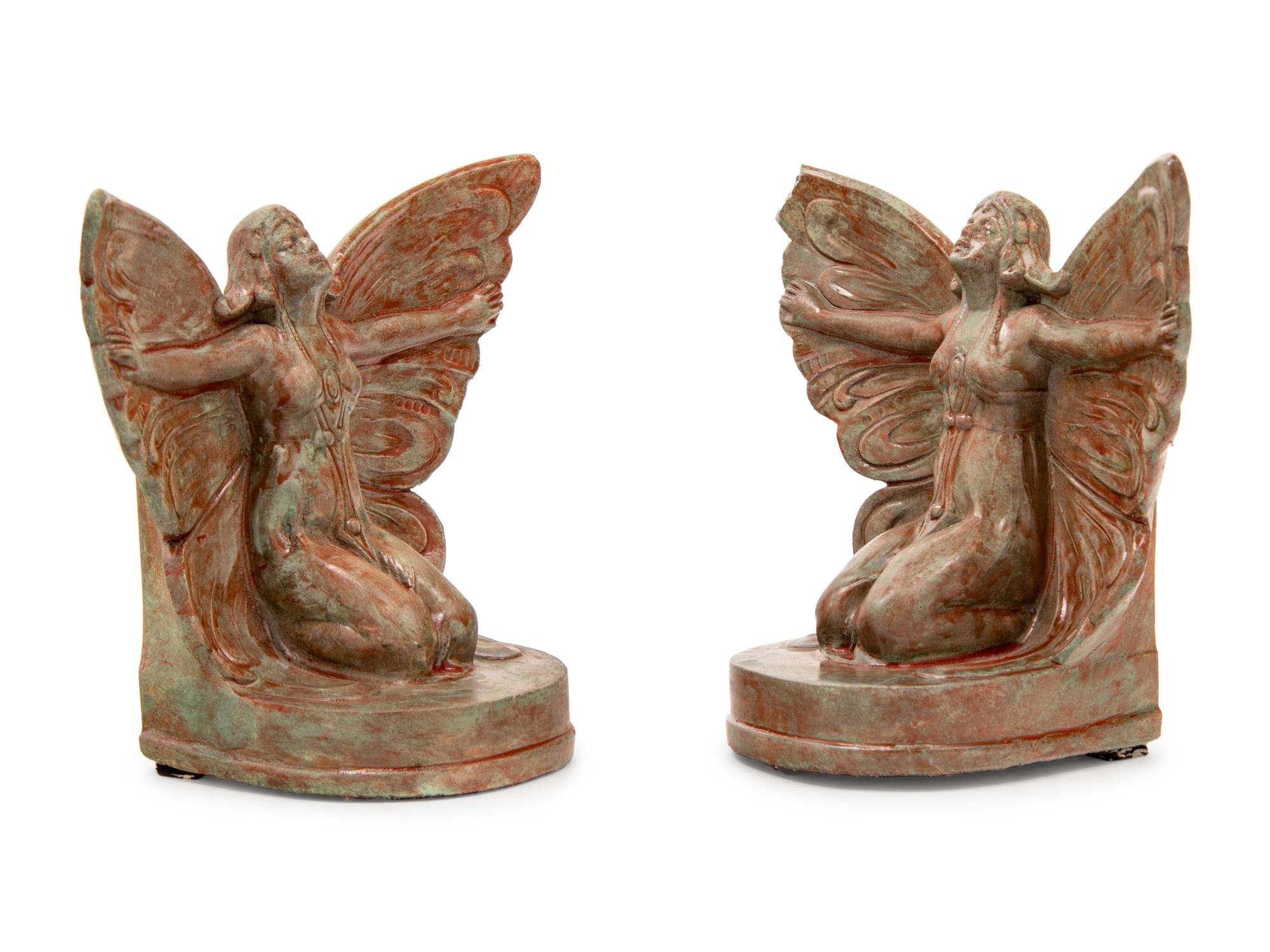 A Pair of Bronzed Composition Bookends