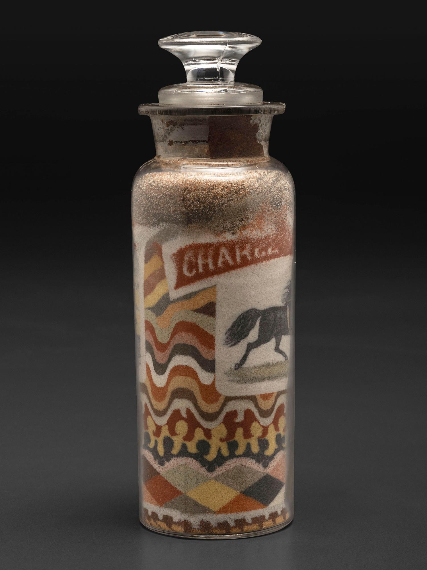 A Pair of Andrew Clemens (American, 1857-1894) 'Sweetheart' Sand Bottles