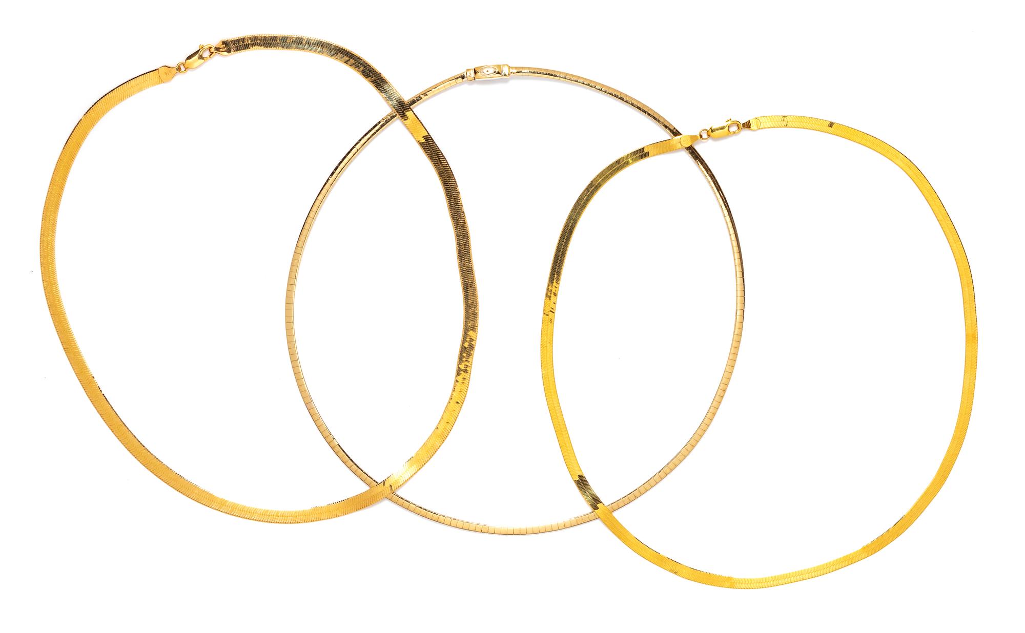 A Collection of 14 Karat Yellow Gold Necklaces, Italian,