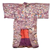 A Japanese Embroidered Silk Kimono. Height 62 inches.