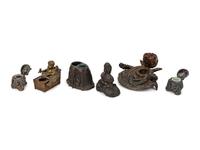 Five Continental Figural Inkwells