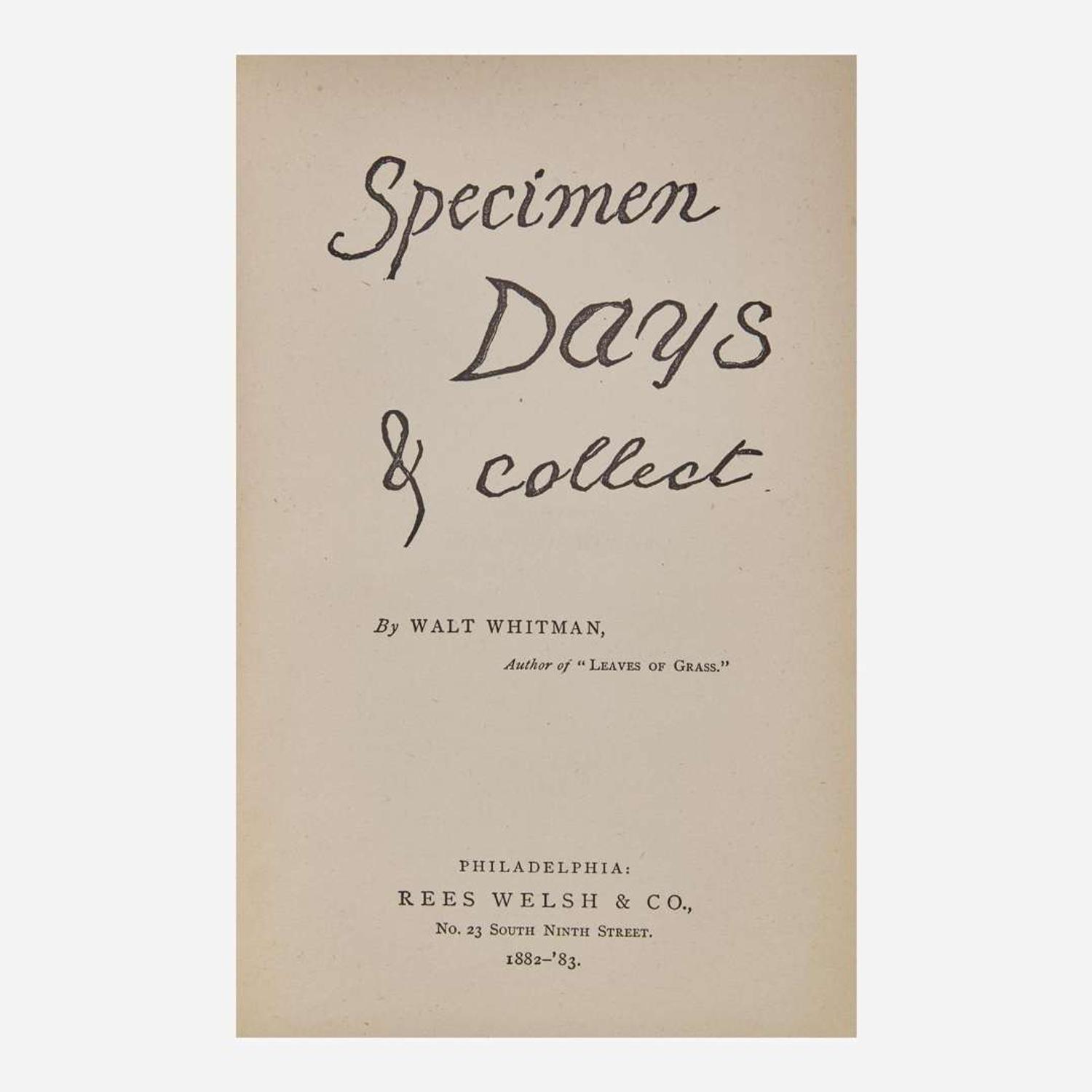 [Literature] Whitman, Walt Specimen Days & Collect