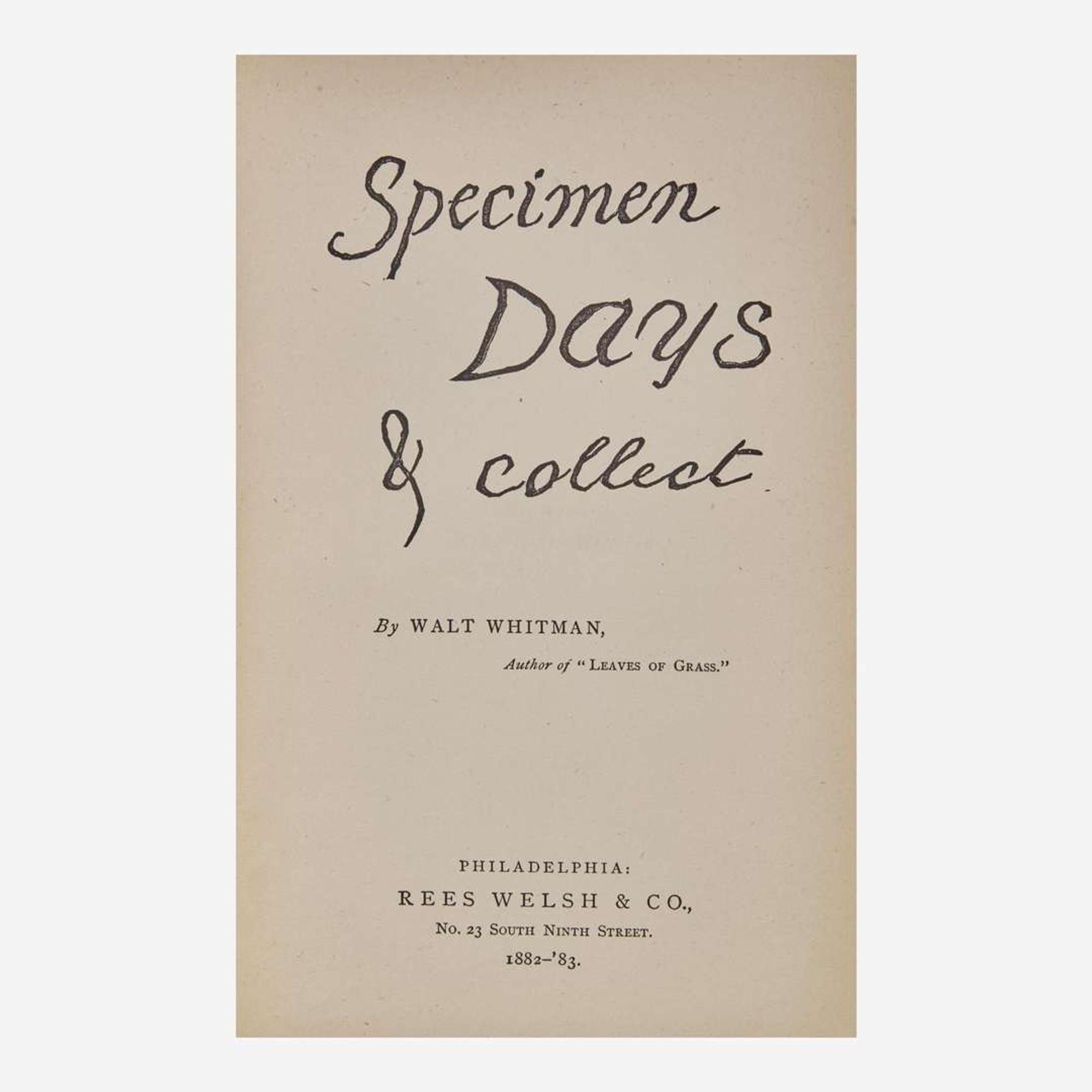[Literature] Whitman, Walt Specimen Days & Collect