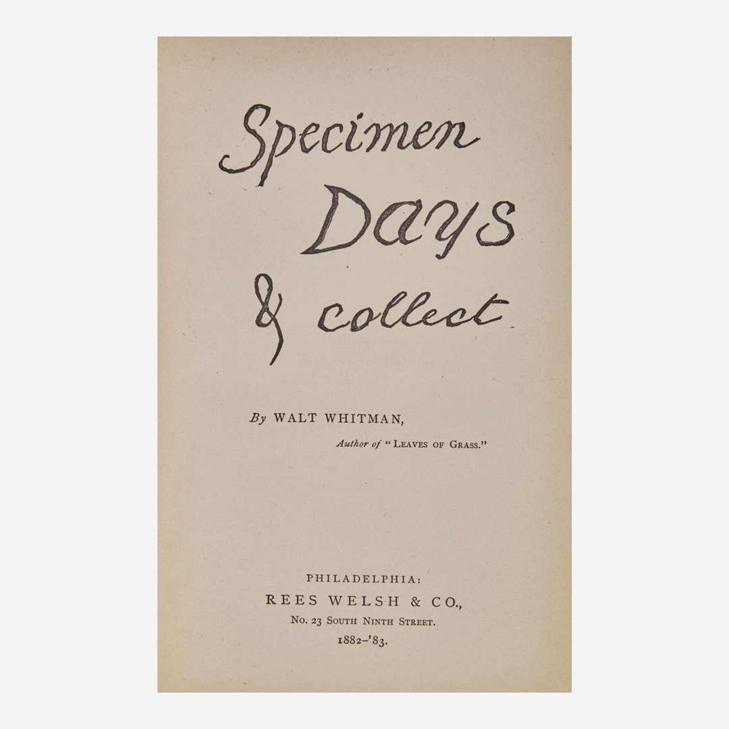 [Literature] Whitman, Walt Specimen Days & Collect