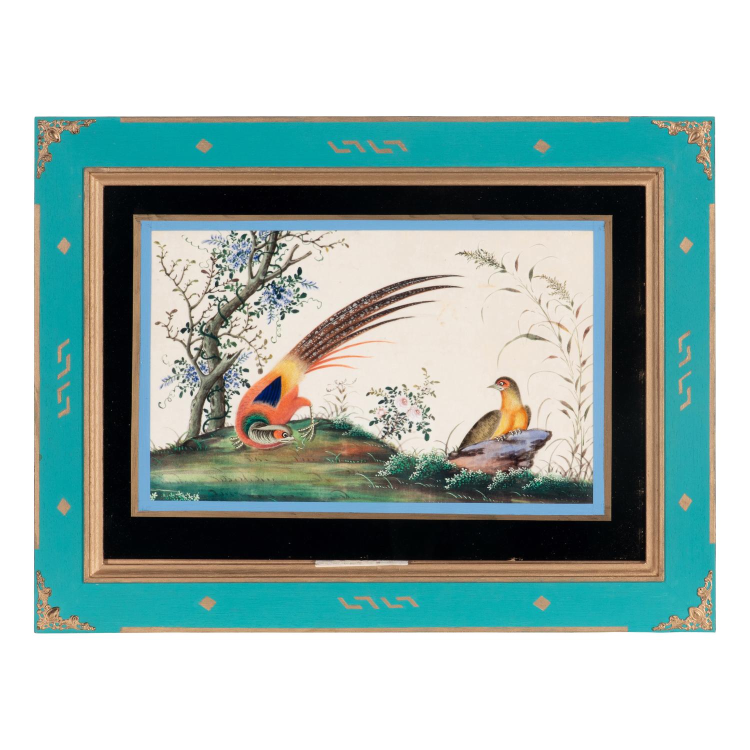 A Set of Twelve Chinese Export Watercolor and Pith Paintings of Exotic Birds