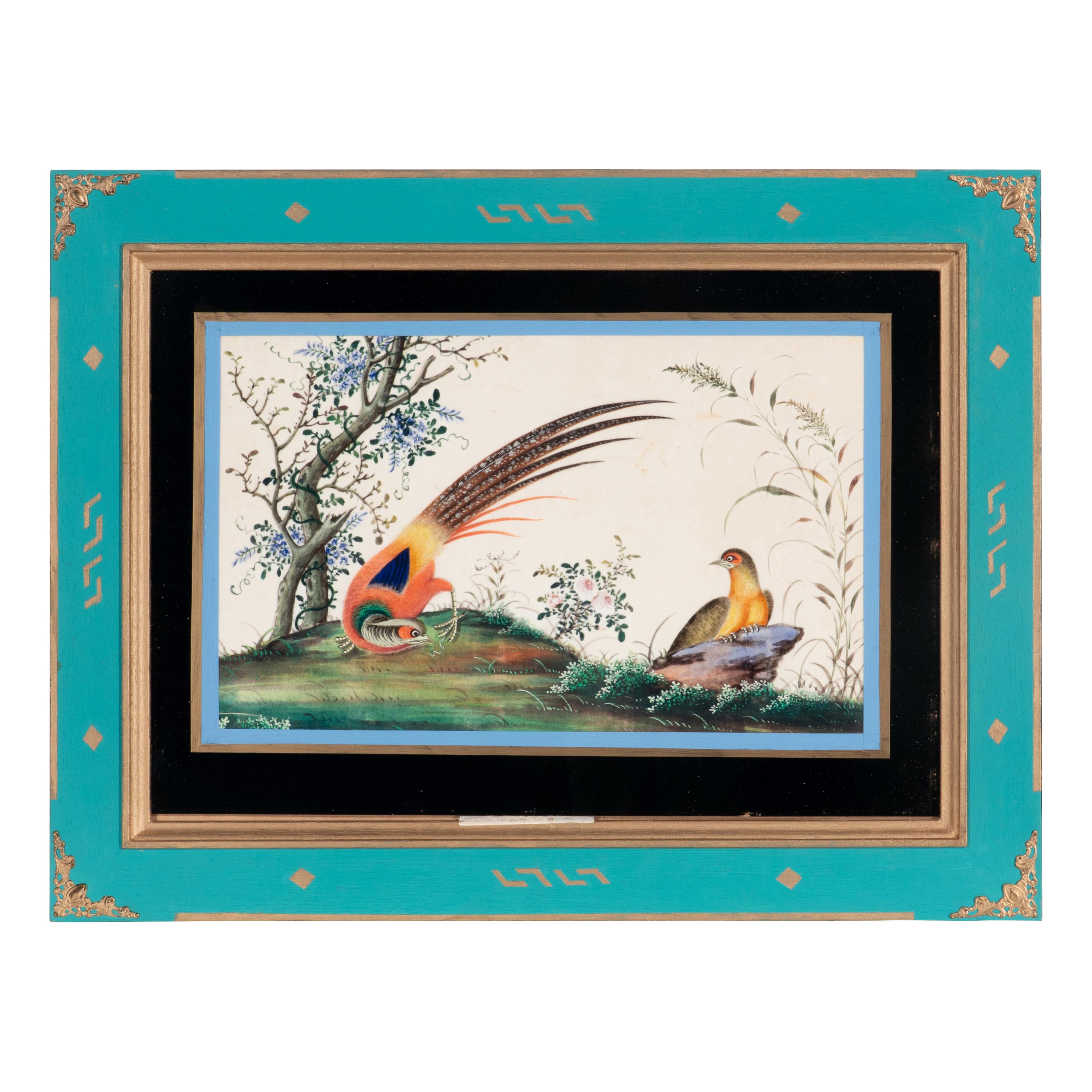 A Set of Twelve Chinese Export Watercolor and Pith Paintings of Exotic Birds