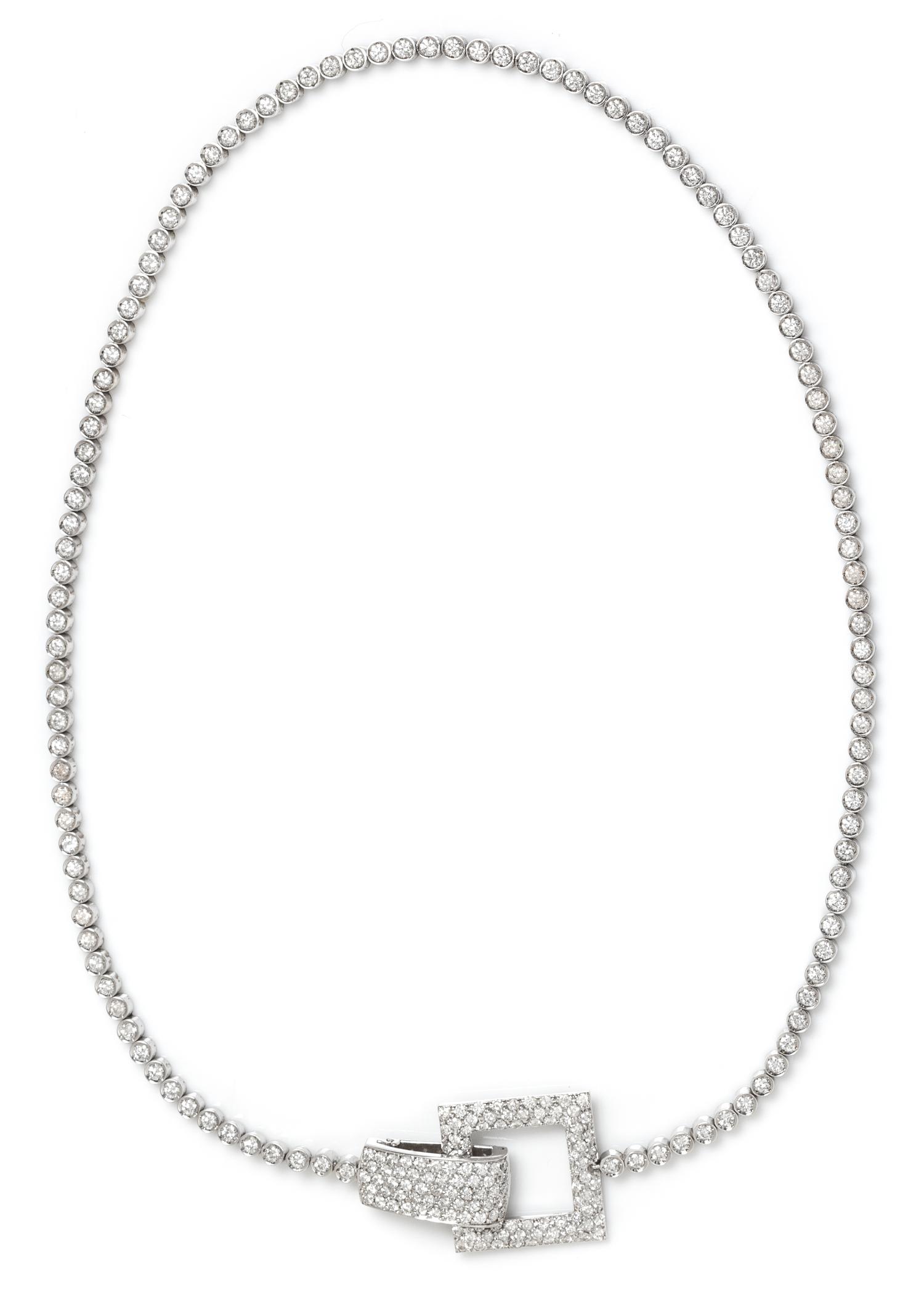 An 18 Karat White Gold and Diamond Demi-Parure, 78.00 dwts.