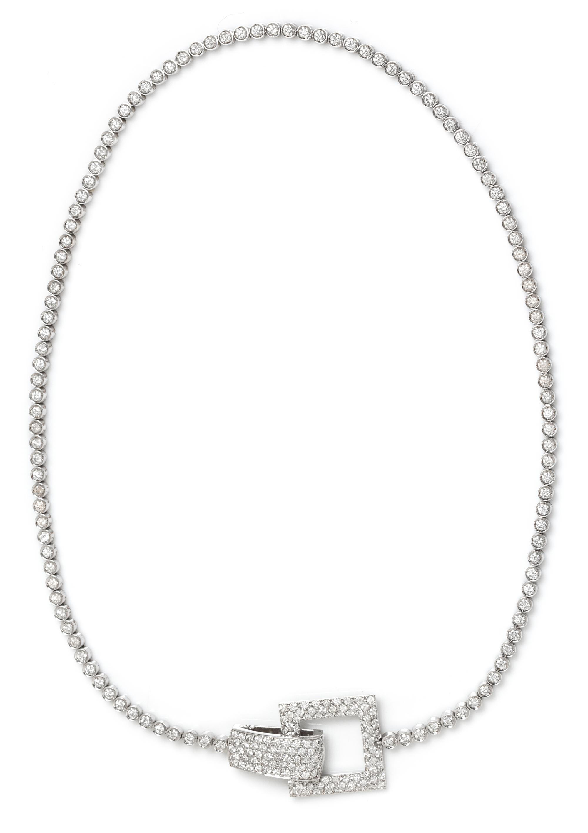 An 18 Karat White Gold and Diamond Demi-Parure, 78.00 dwts.