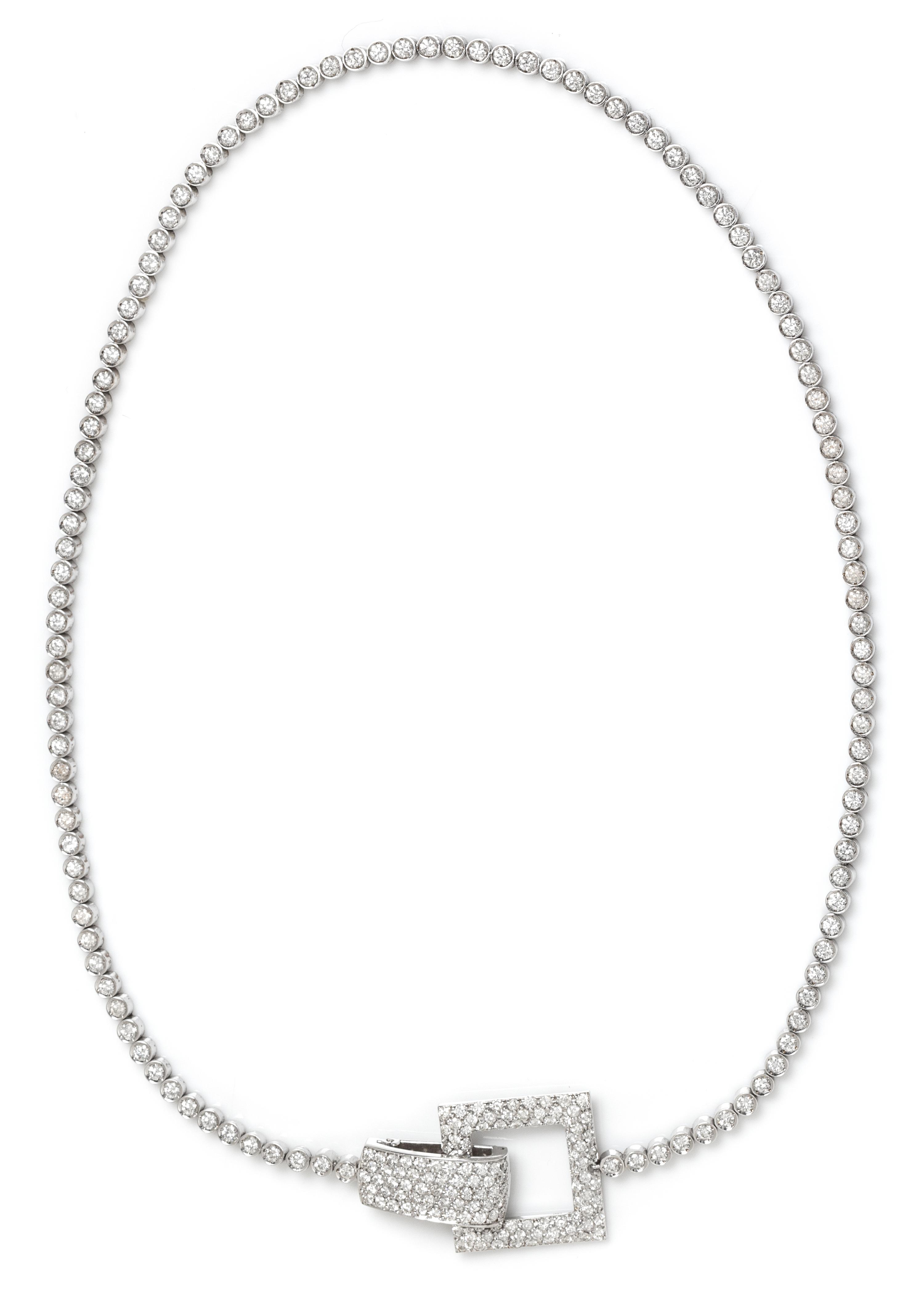 An 18 Karat White Gold and Diamond Demi-Parure, 78.00 dwts.