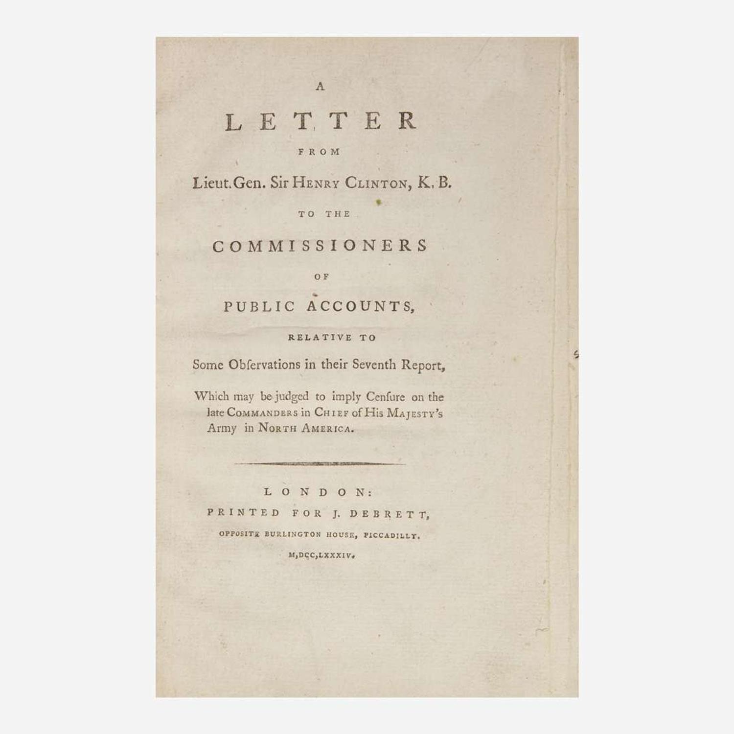 [American Revolution] [Clinton, Sir Henry] Group of 3 Titles