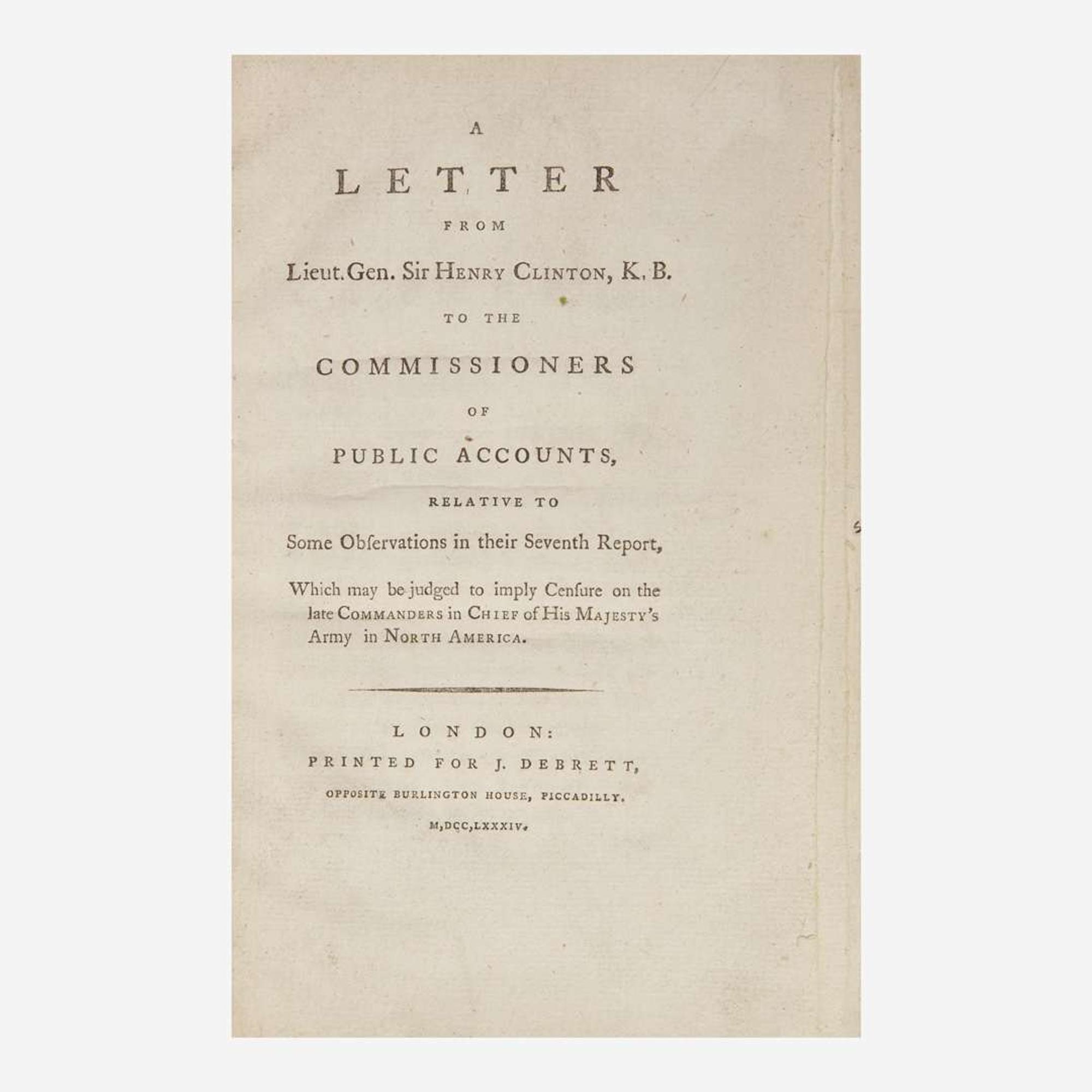 [American Revolution] [Clinton, Sir Henry] Group of 3 Titles