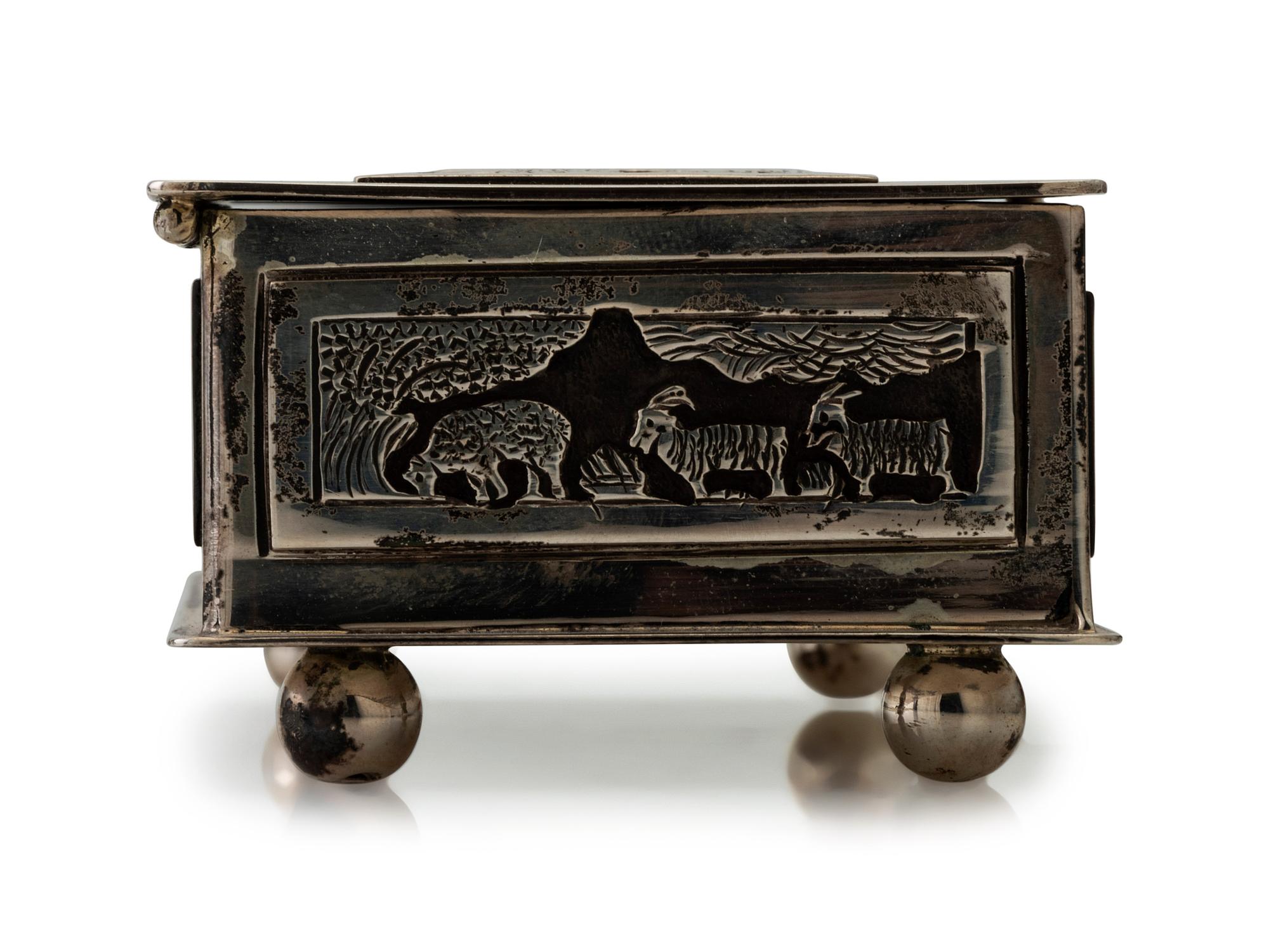 Navajo Sterling Silver Storyteller Lidded Box