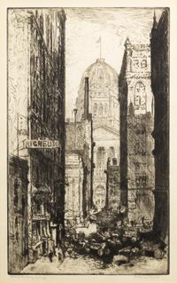 [CHICAGO ARCHITECTURE]. A group of 10 drypoint etchings by Otto J. Schnieder, Karl Warren, S. Chester Danforth and others, including: