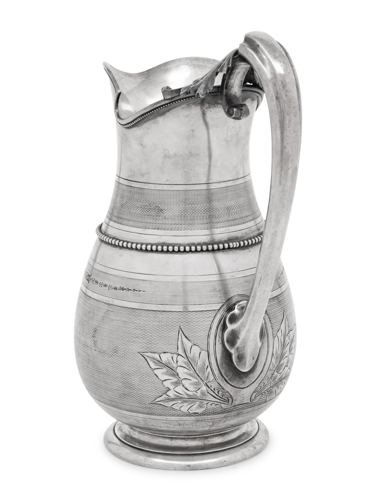 An American Coin Silver Presentation Water Pitcher of Yacht Racing Interest