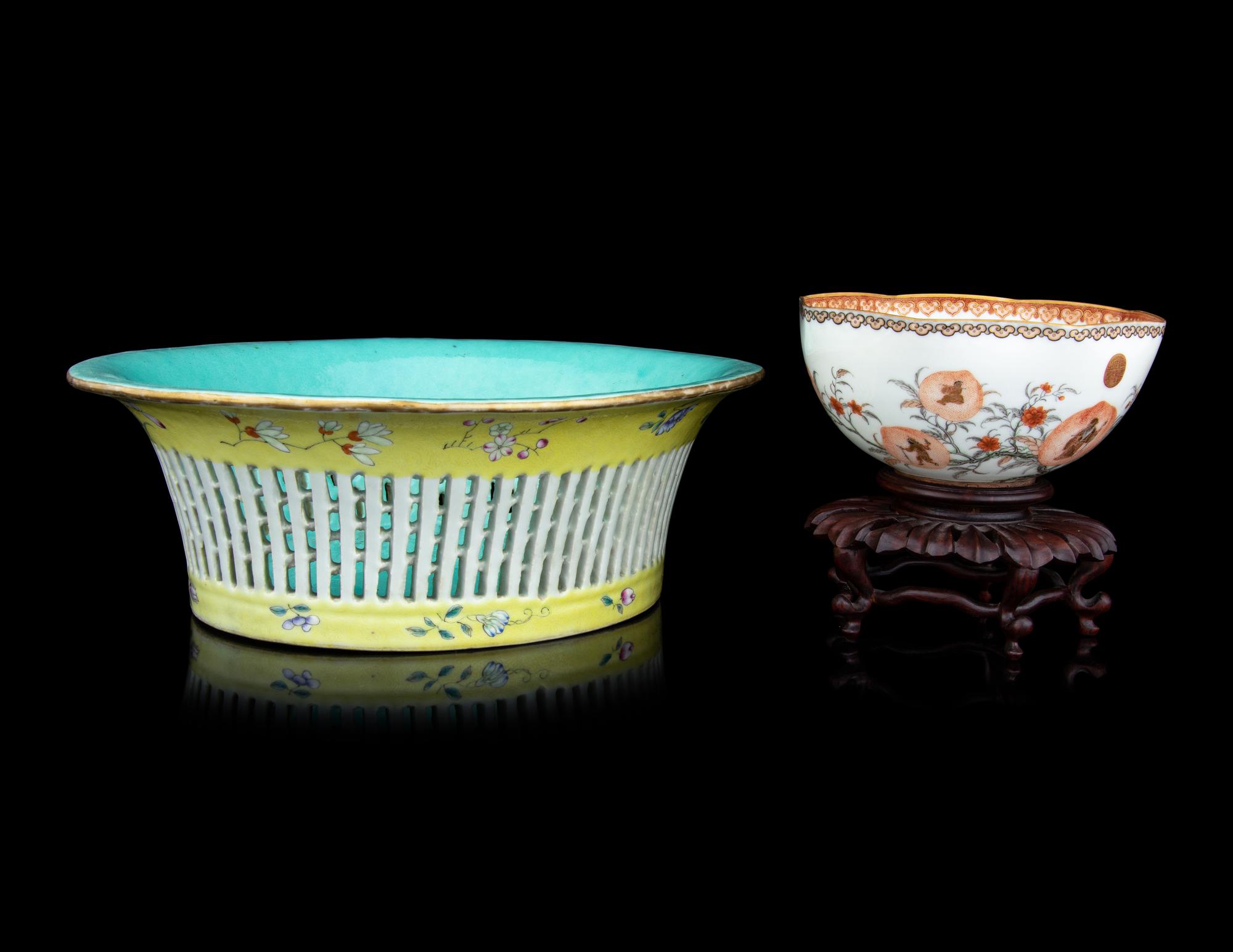 Two Chinese Famille Rose Porcelain Vessels