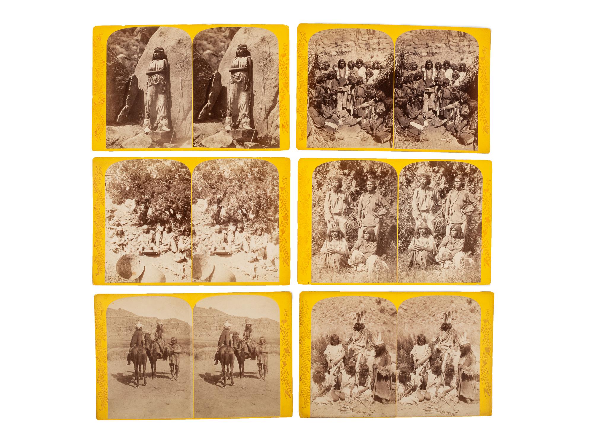 [NATIVE AMERICANS]. HILLERS, John K., photographer. A group of 13 Powell Expedition stereoviews featuring Native American subjects, comprising: