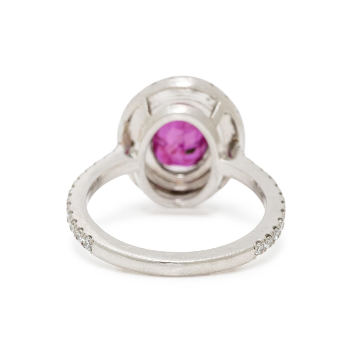 UNHEATED BURMESE RUBY, DIAMOND, AND PLATINUM RING