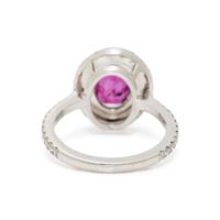 UNHEATED BURMESE RUBY, DIAMOND, AND PLATINUM RING